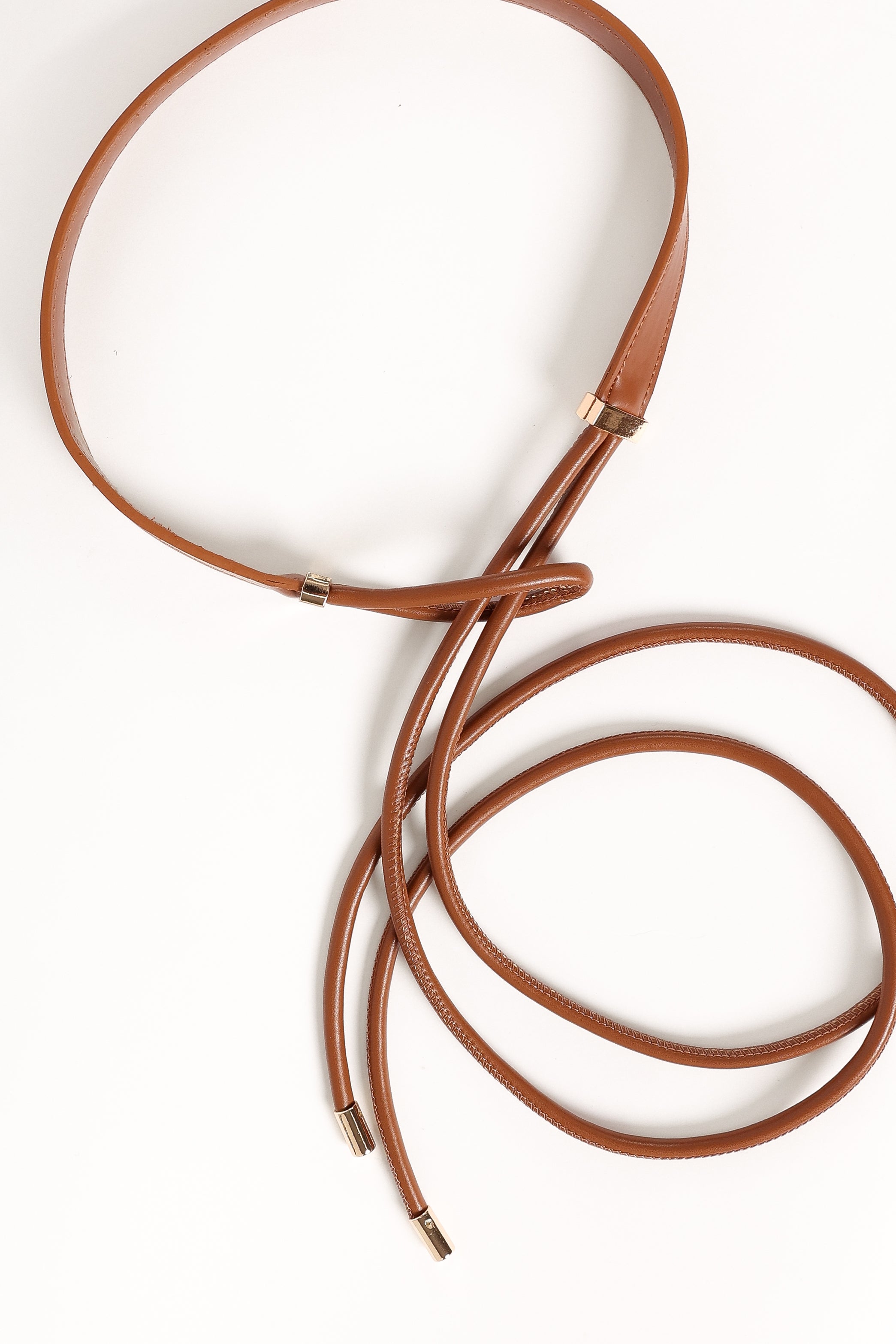Brown Faux Leather Belt with Gold Hardware – Maddie Adjustable Waist Belt