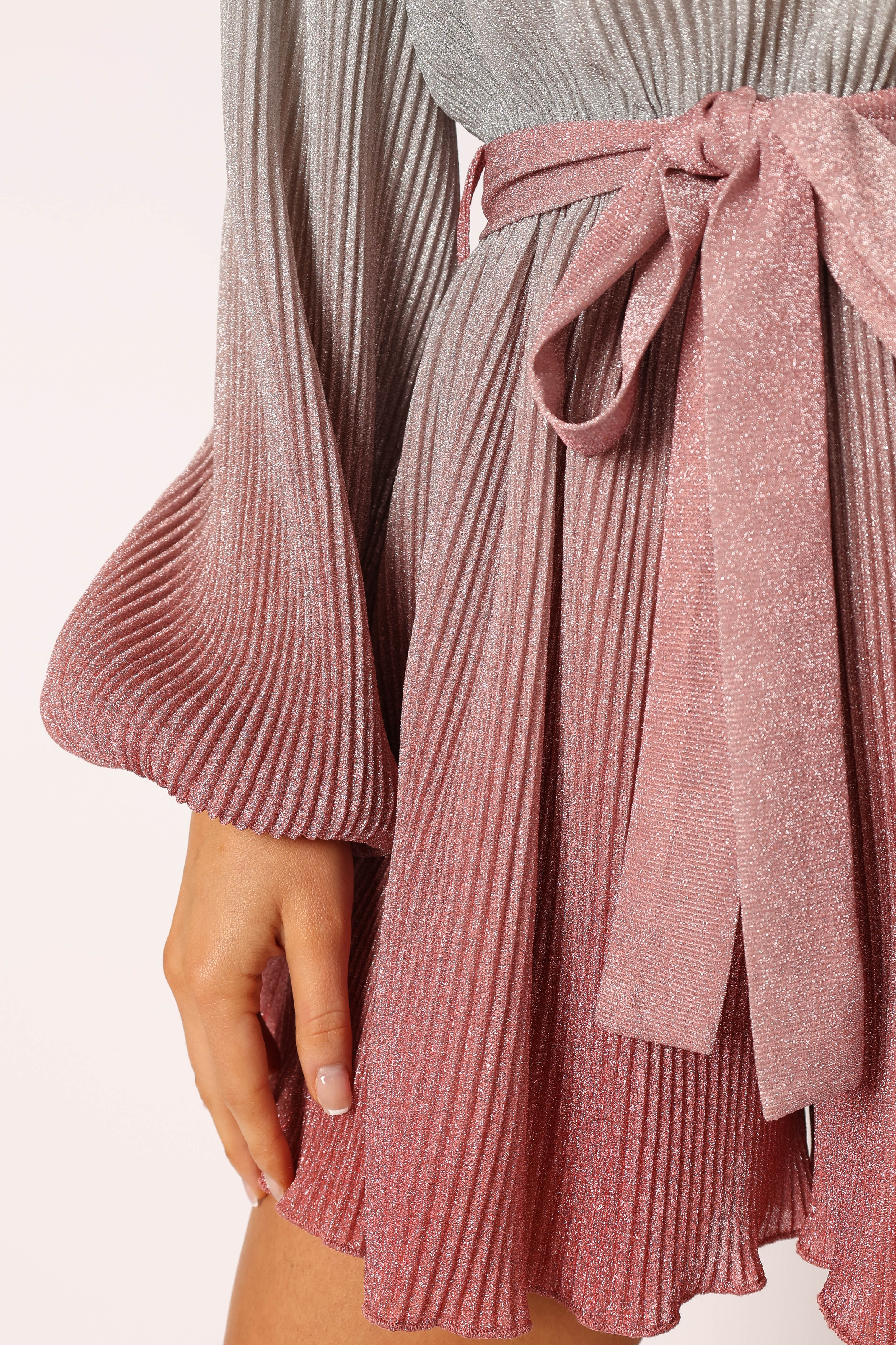Pink Gradient Romper Dress with Elastic Waist & Ombre Style