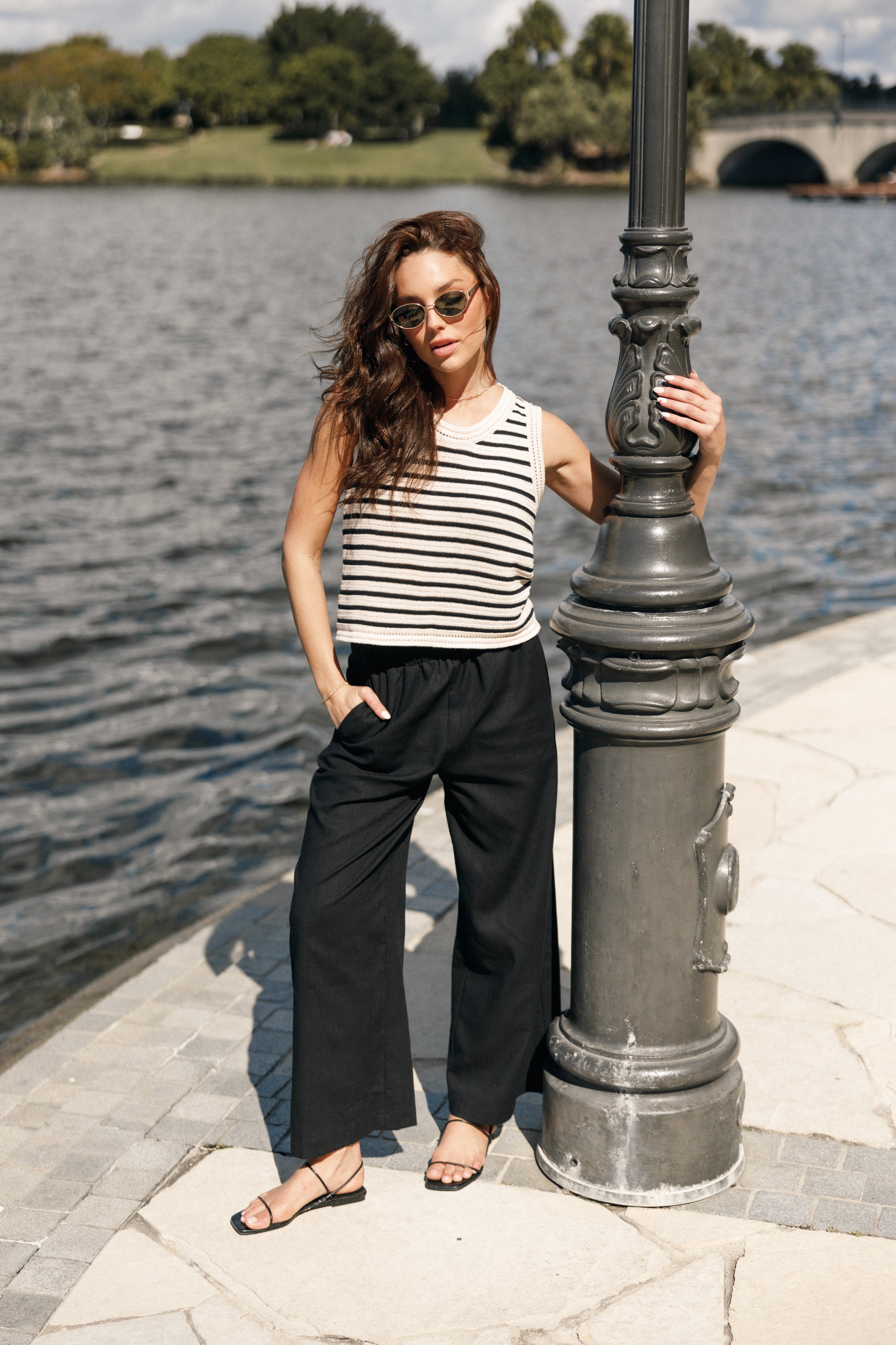 Black High Waisted Wide Leg Pants - Soraya Linen Blend