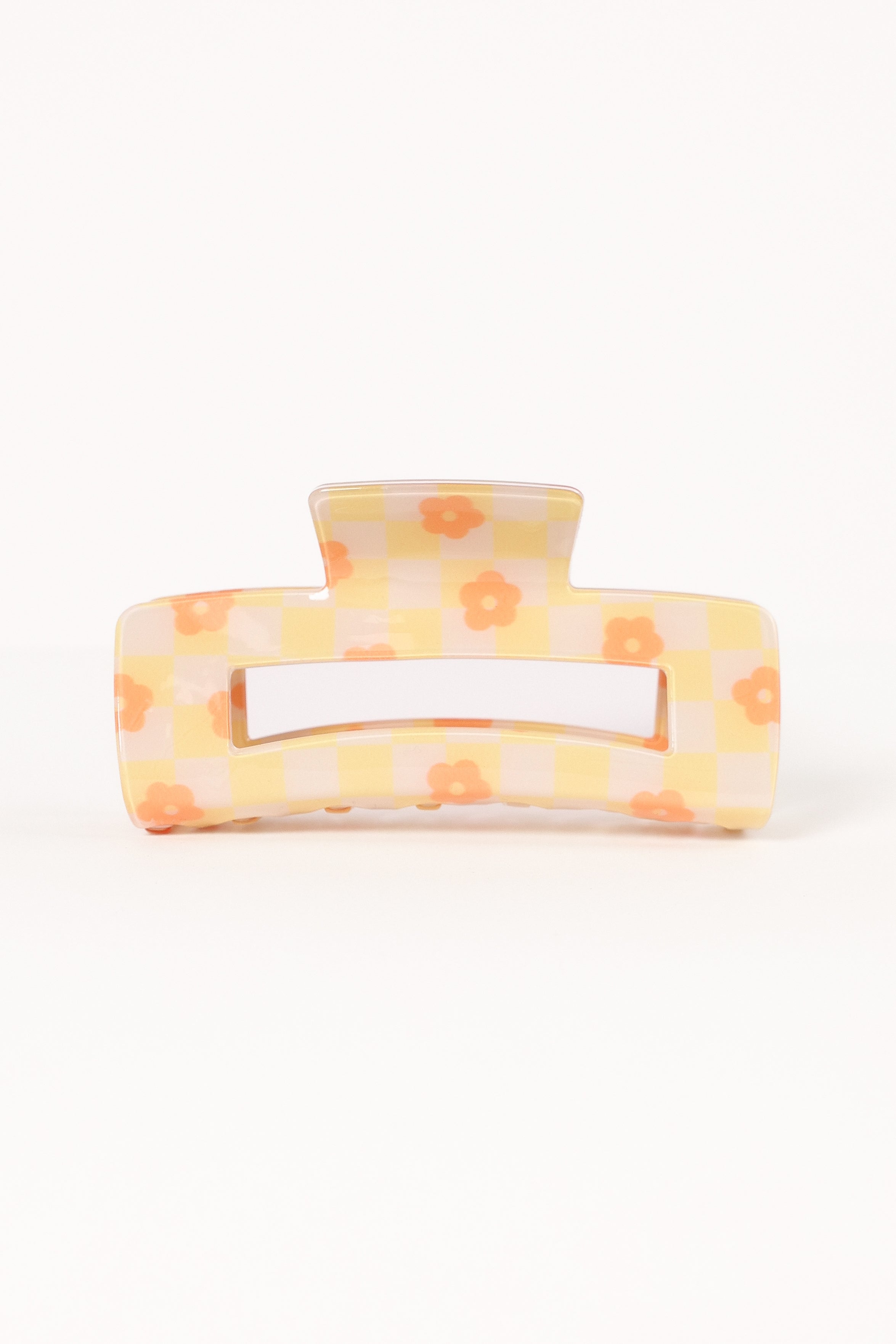 Pyper Flower Print Hair Clip - Yellow PVC Claw Style