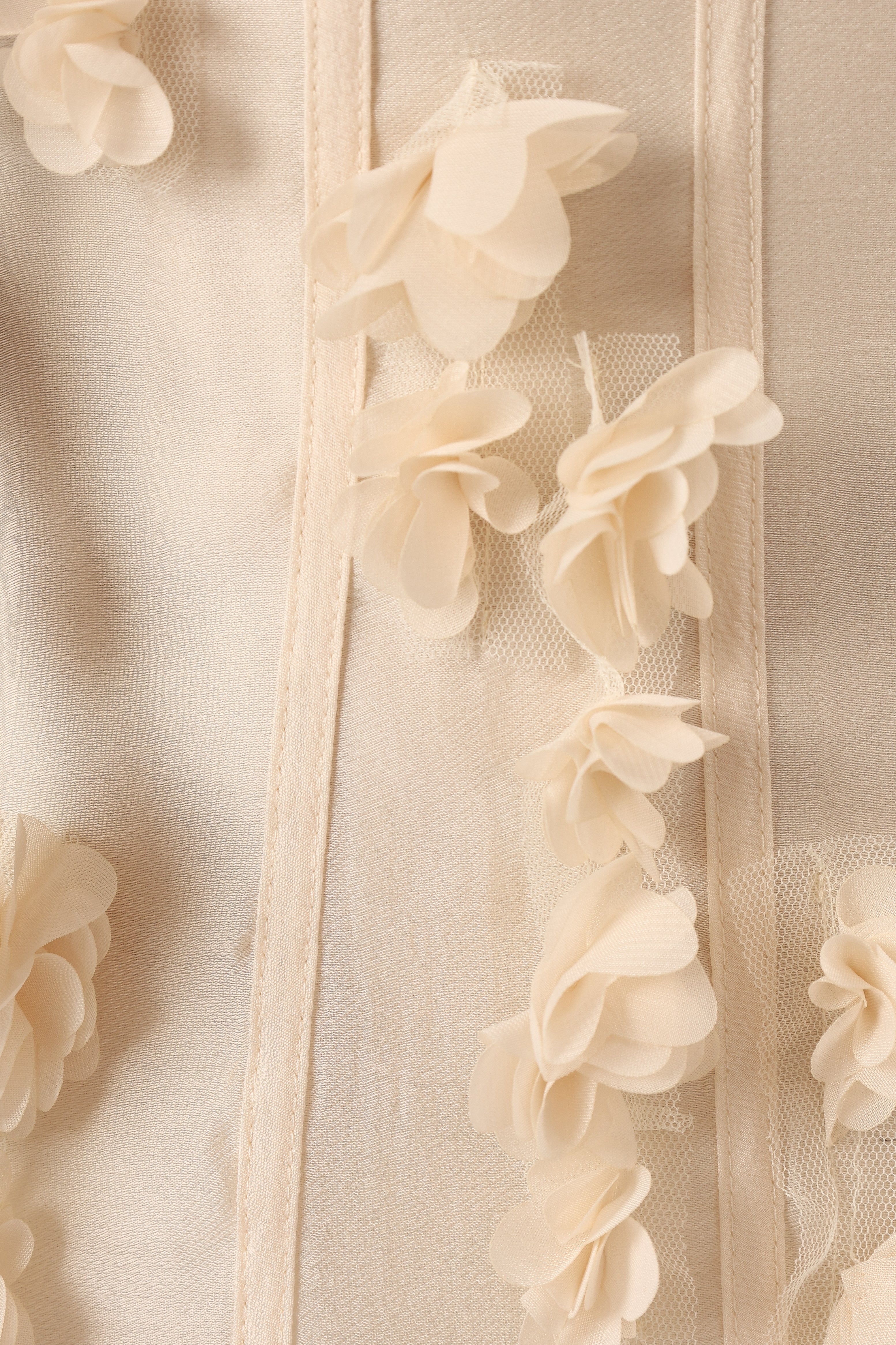 Cream Sweetheart Neckline Midi Dress with Floral Detail