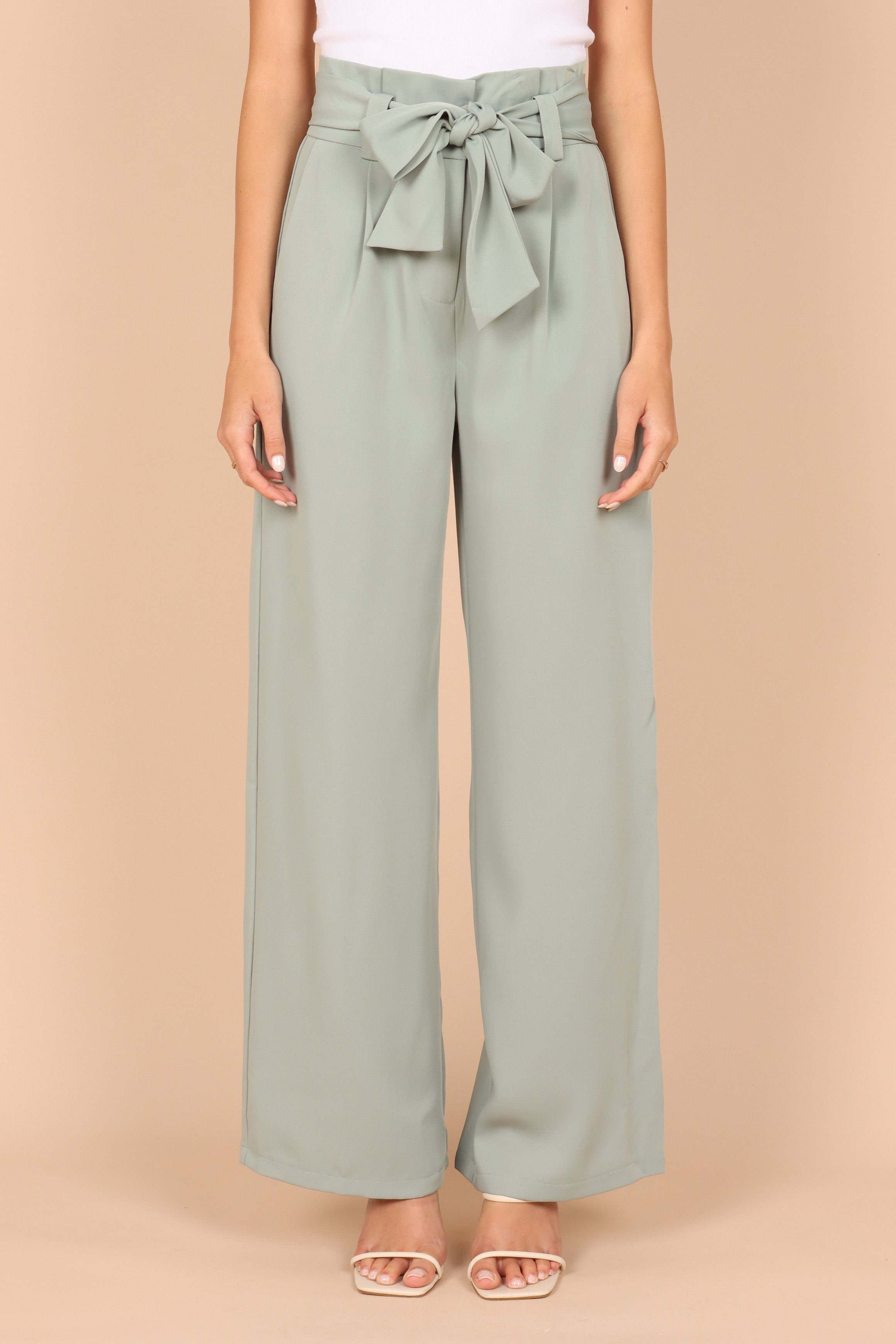 Women's High Waisted Wide Leg Pants - Sage Green Kieran Pants