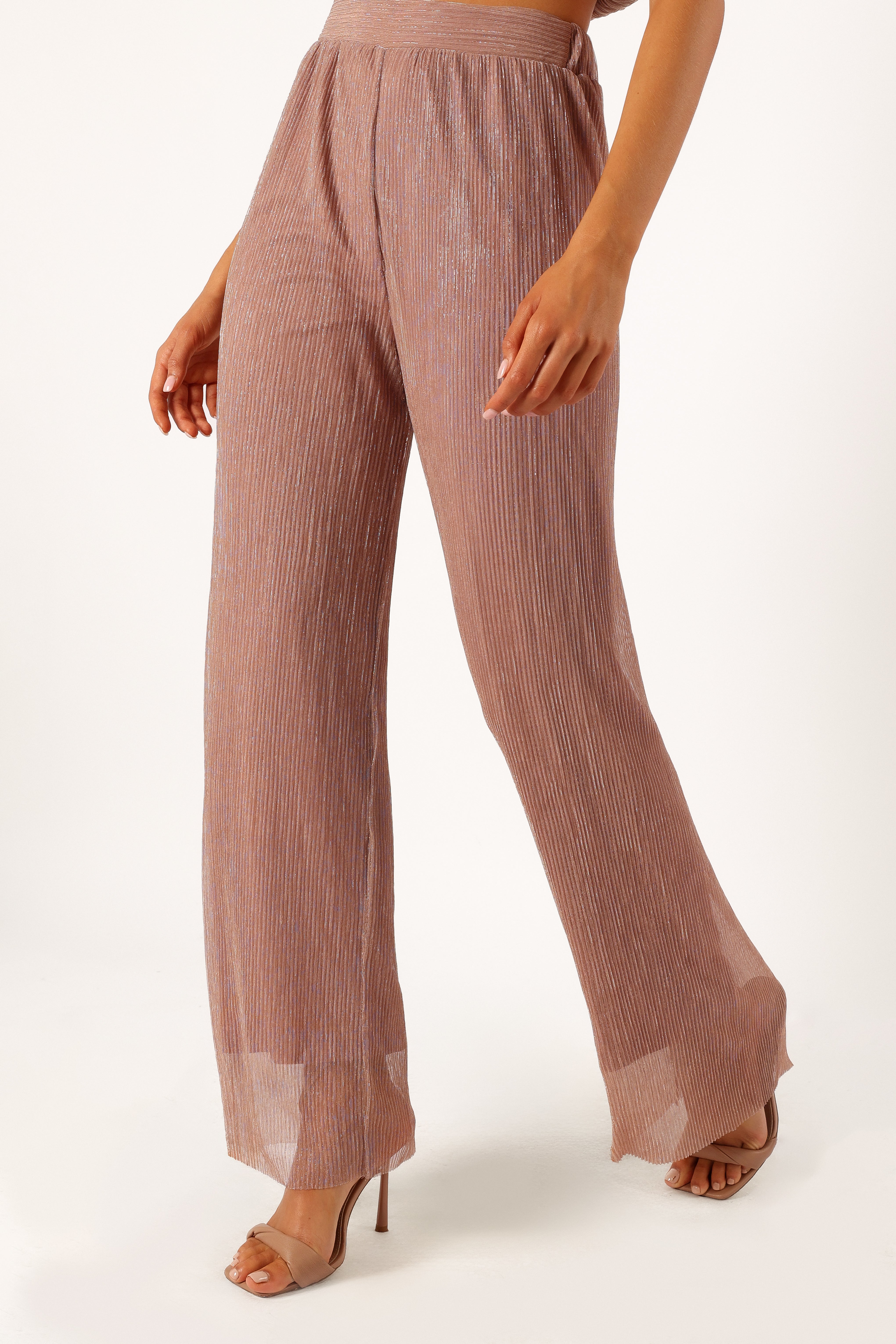 Alexia Women's Dusty Rose Plisse Two Piece Set - Sleeveless Top & Maxi Pants