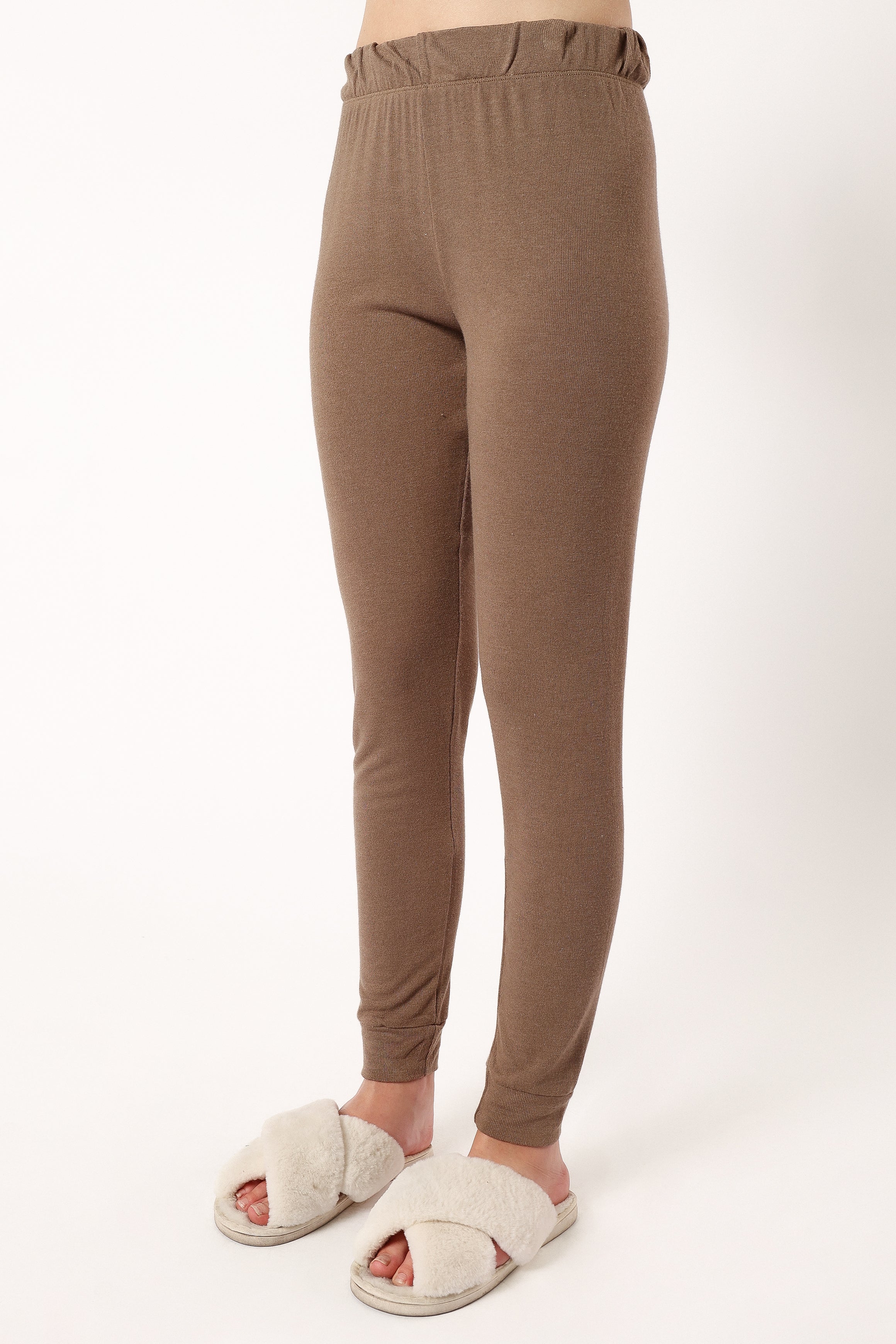 Women's Mocha Two Piece Set - Long Sleeve Top & Elastic Waist Pants