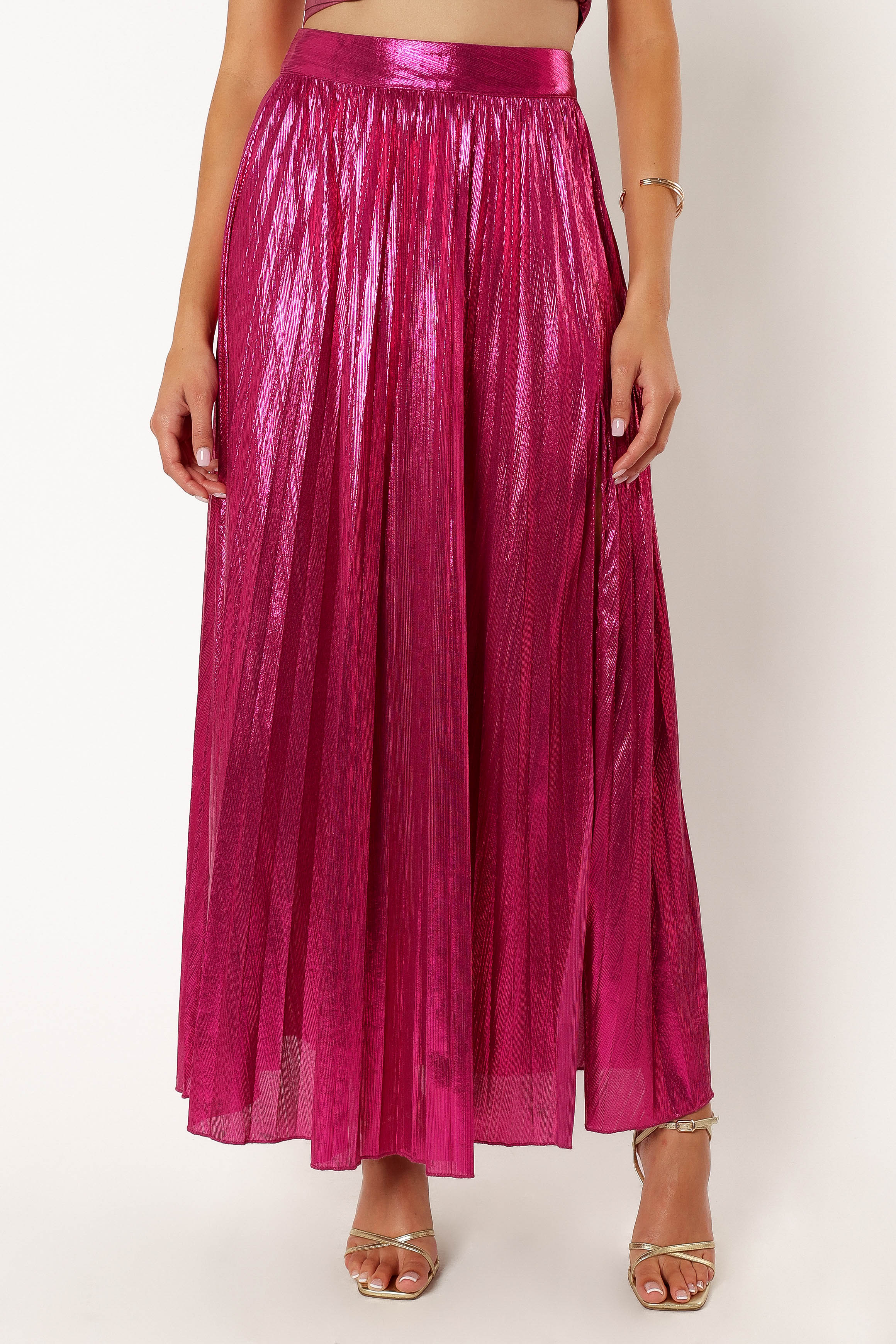 Fuchsia Hana Strapless Two Piece Set - Cropped Top & Maxi Skirt