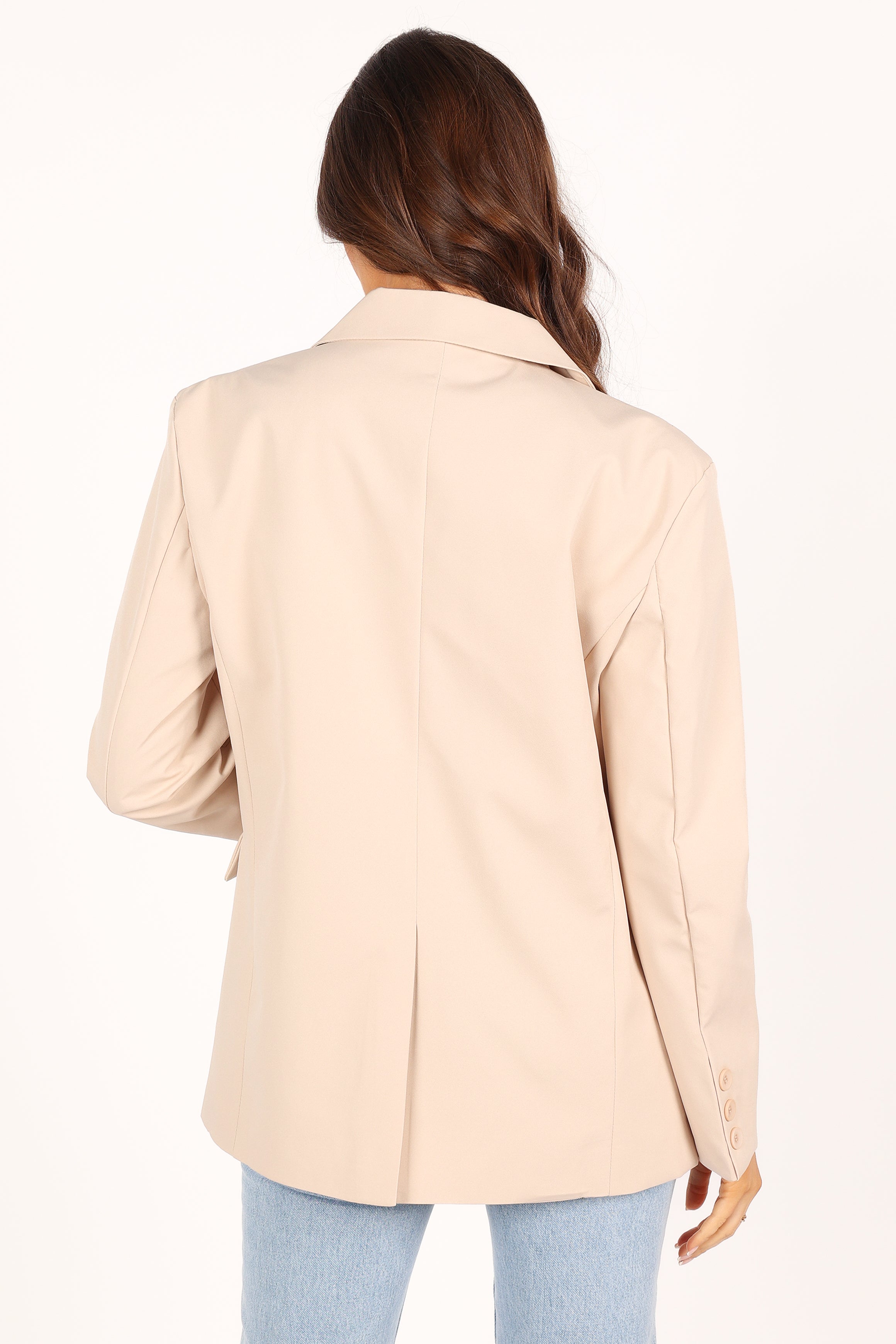 Myla Cream Relaxed Fit Blazer - Notch Lapel Single Button Jacket