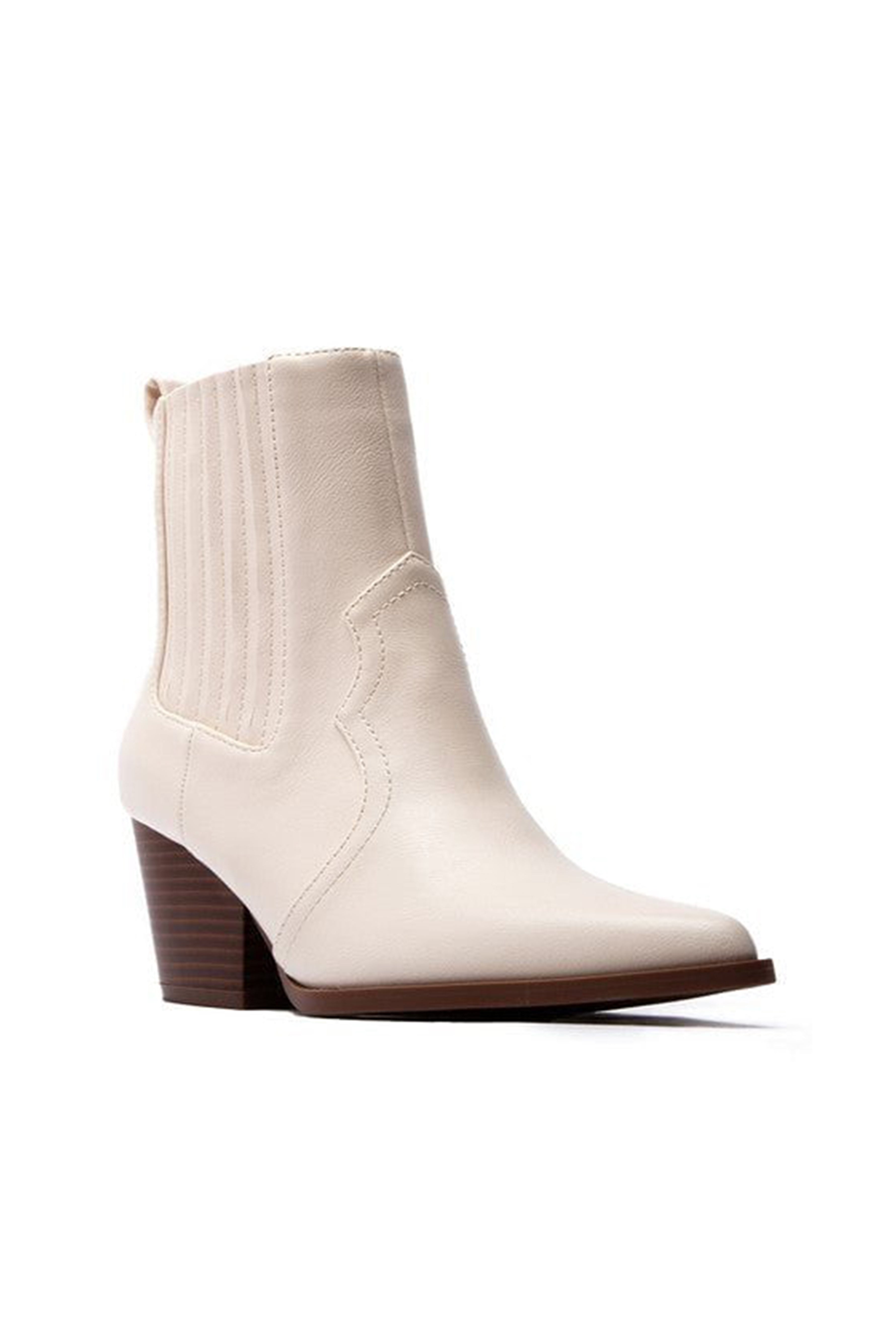 Women's Stone Heeled Chelsea Boots - Pointed Toe Pull On
