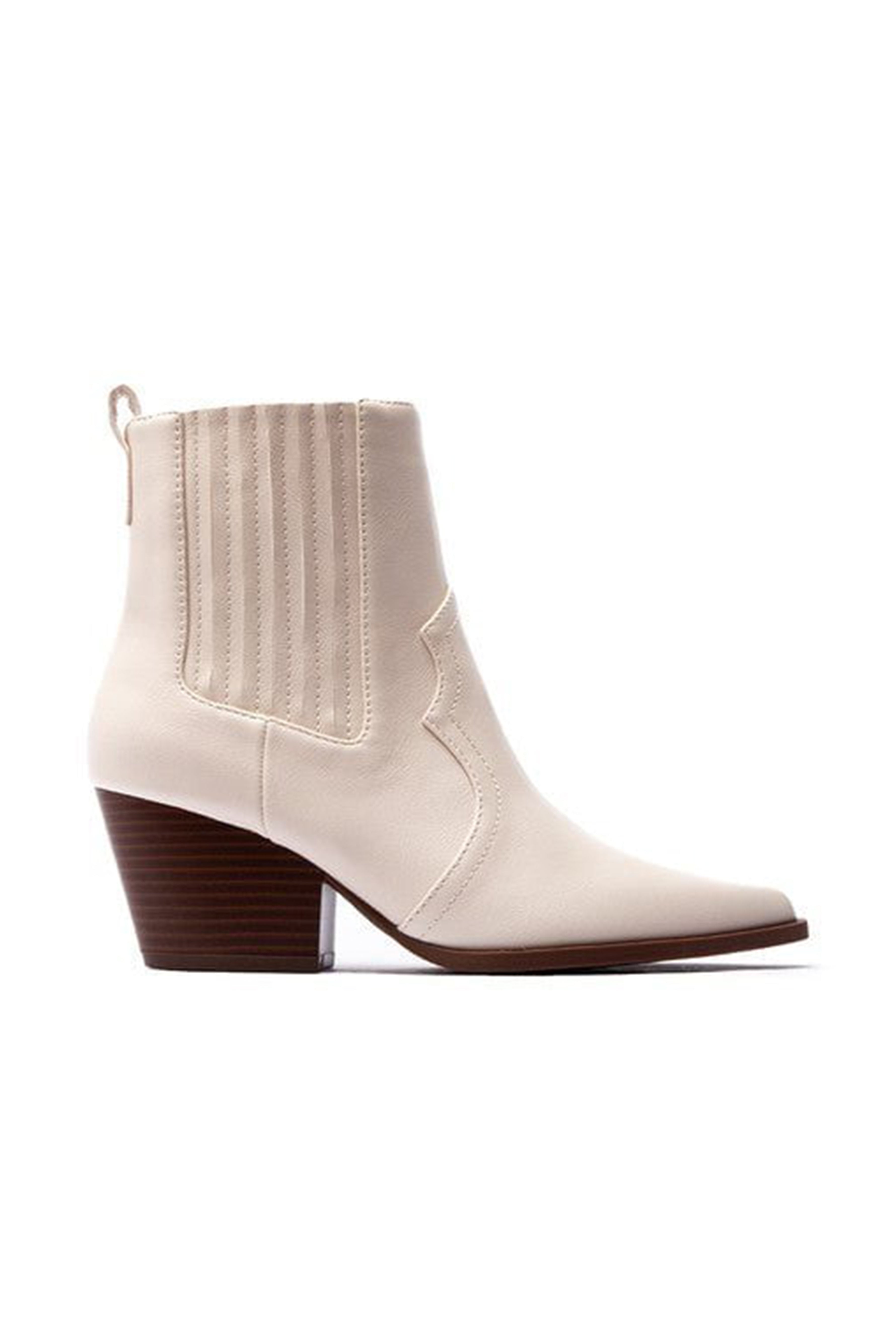 Women's Stone Heeled Chelsea Boots - Pointed Toe Pull On