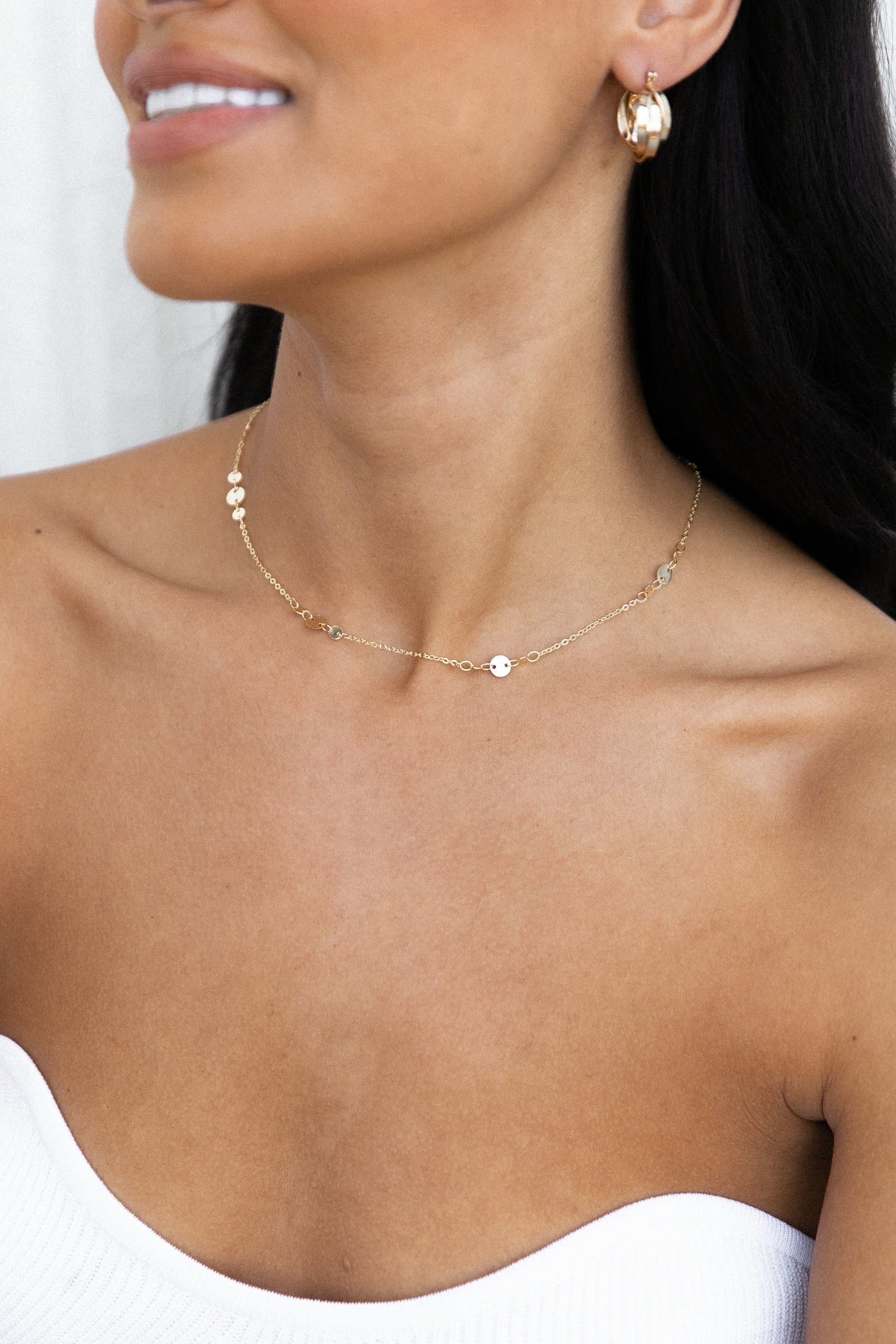 Glimmer Gold Plated Dainty Choker Necklace - 14"