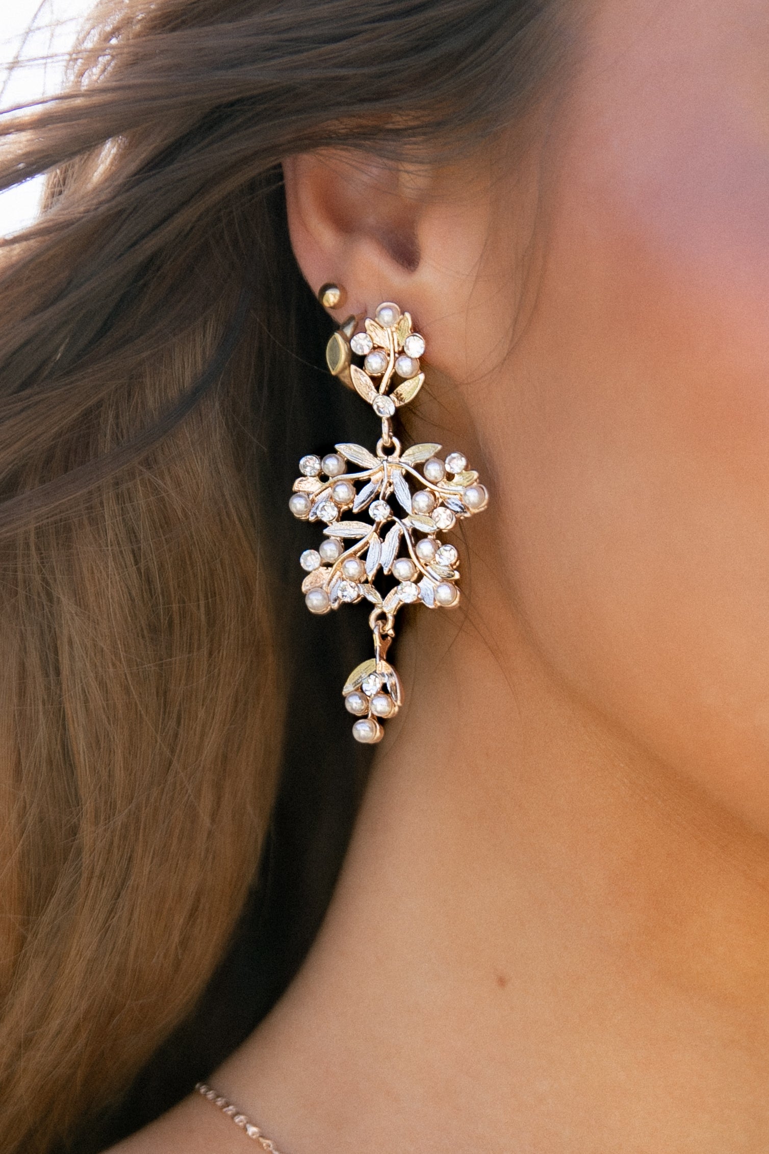 Gold Pearl Drop Earrings - 2.5" Statement Studs