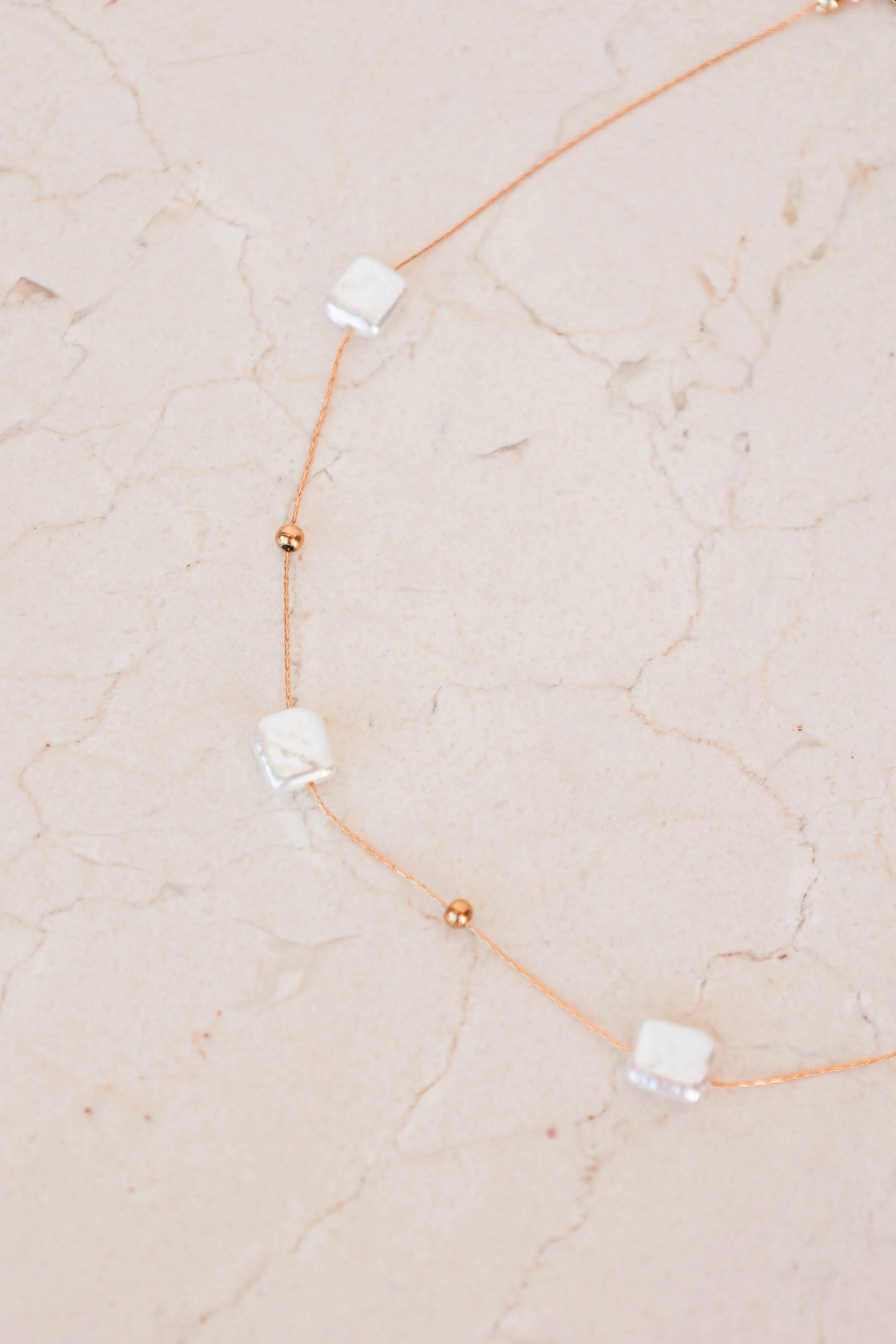 Gold Pearl Necklace with Adjustable Chain - Roma Jewelry