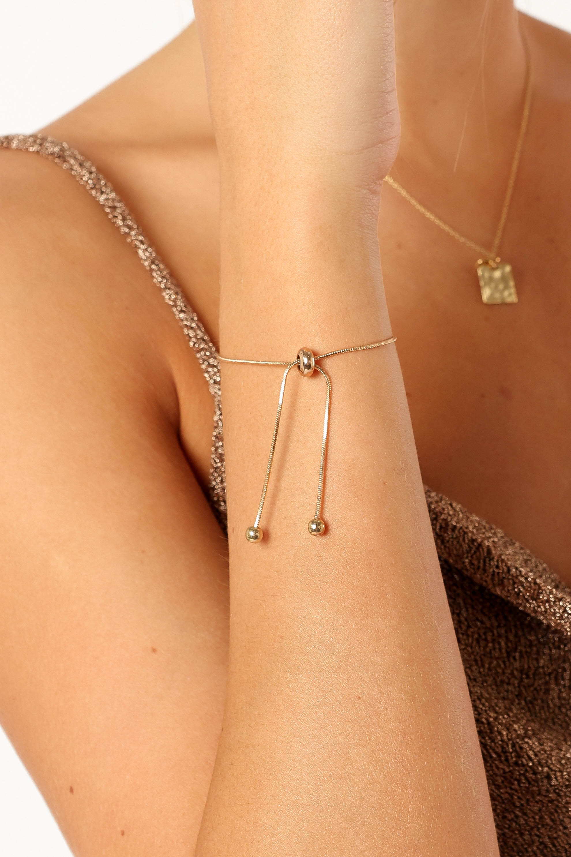 Delicate Gold Chain Bracelet with Bead Detail - Josie