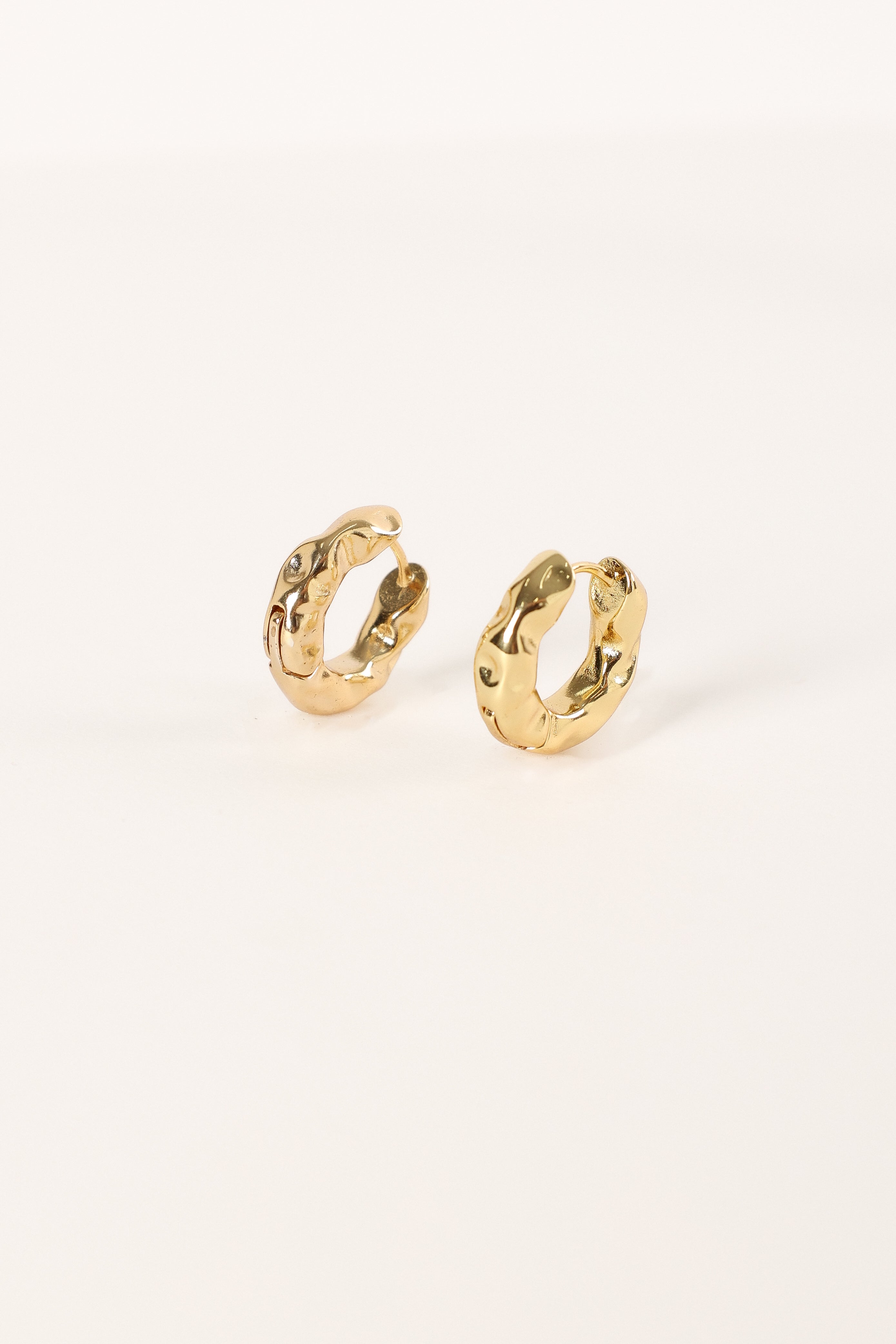 Simone Textured Gold Hoop Earrings - 1.2" Alloy Design