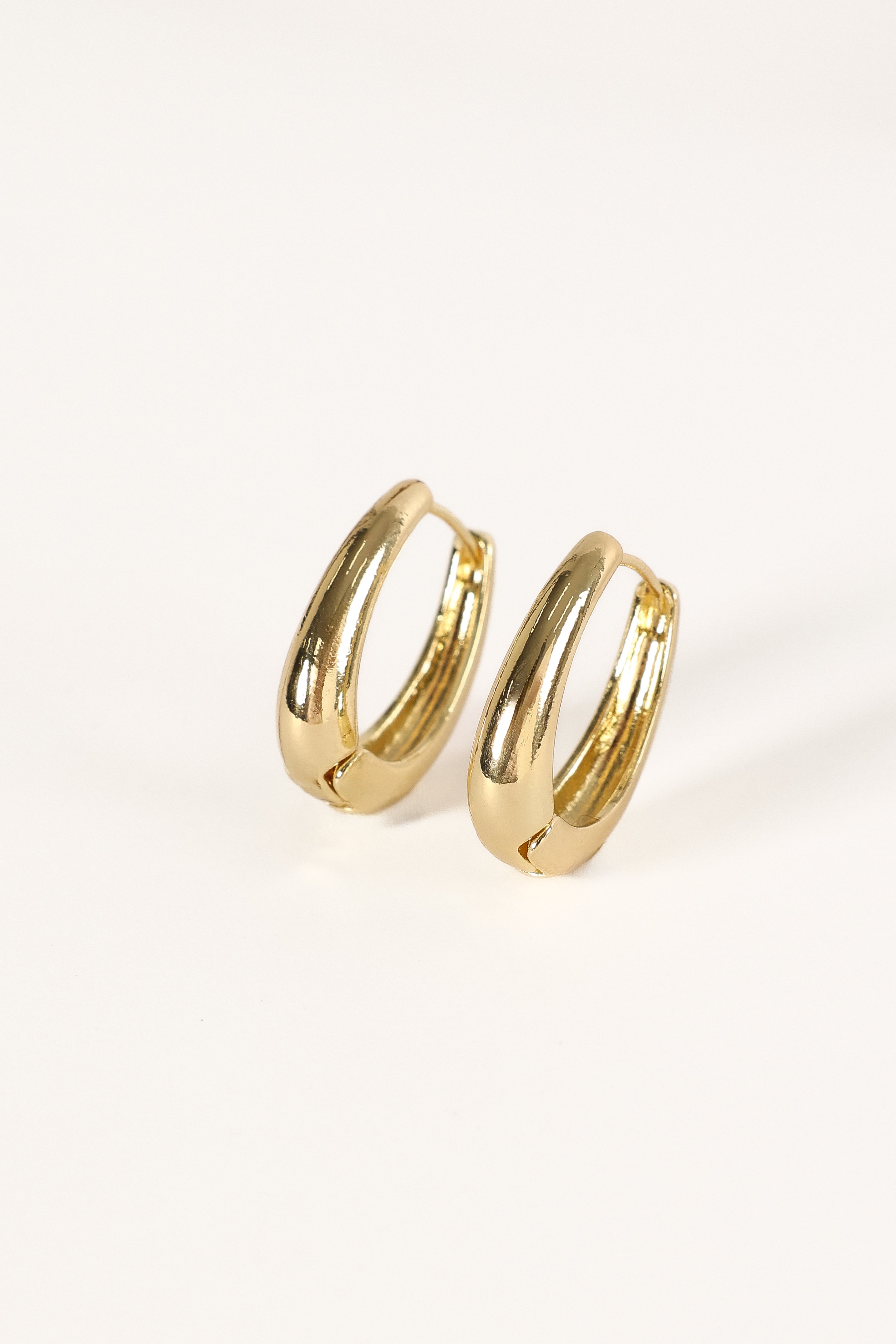 Gold Drop Hoop Earrings - Farrow Loop Design with Snap Clasp