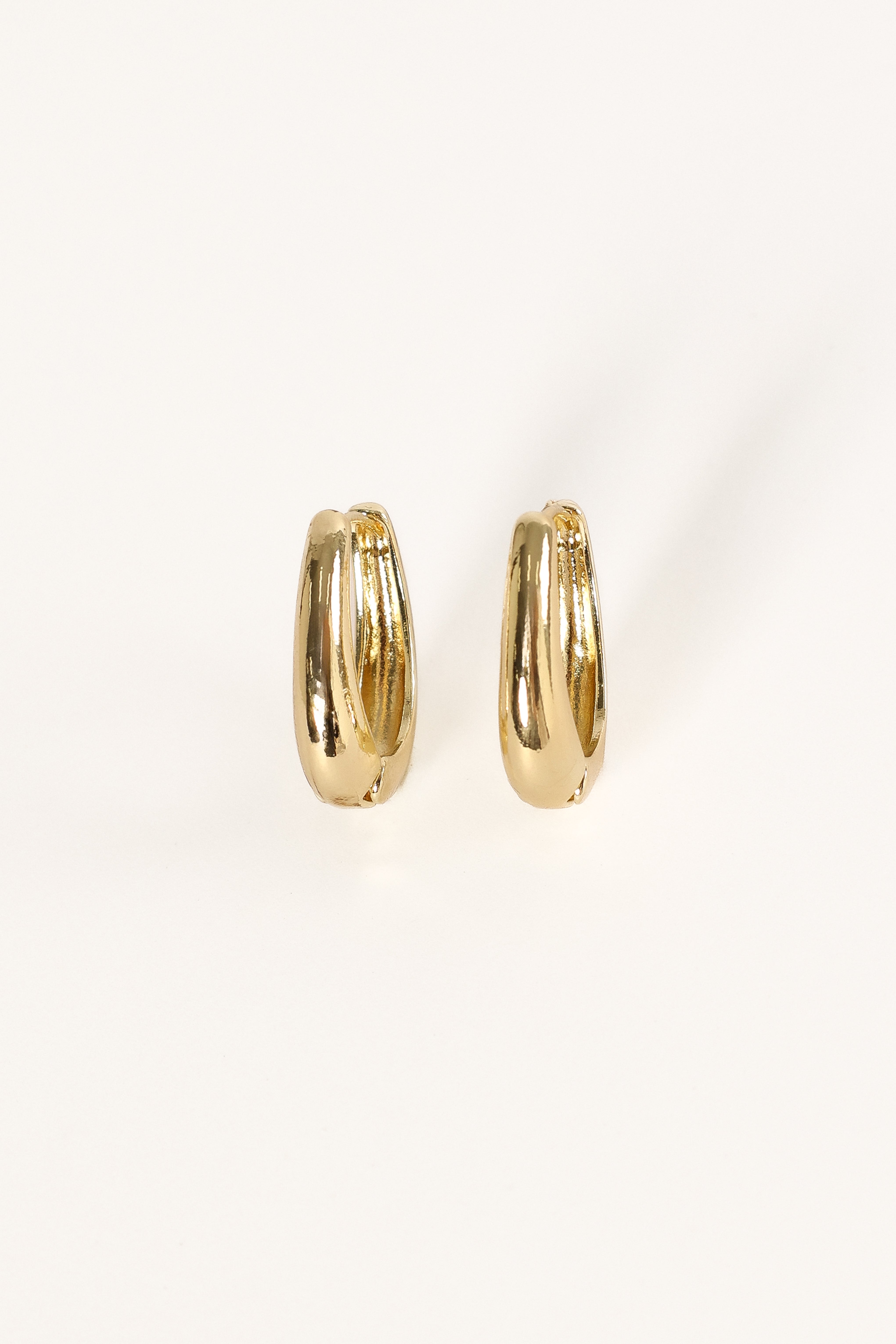 Gold Drop Hoop Earrings - Farrow Loop Design with Snap Clasp