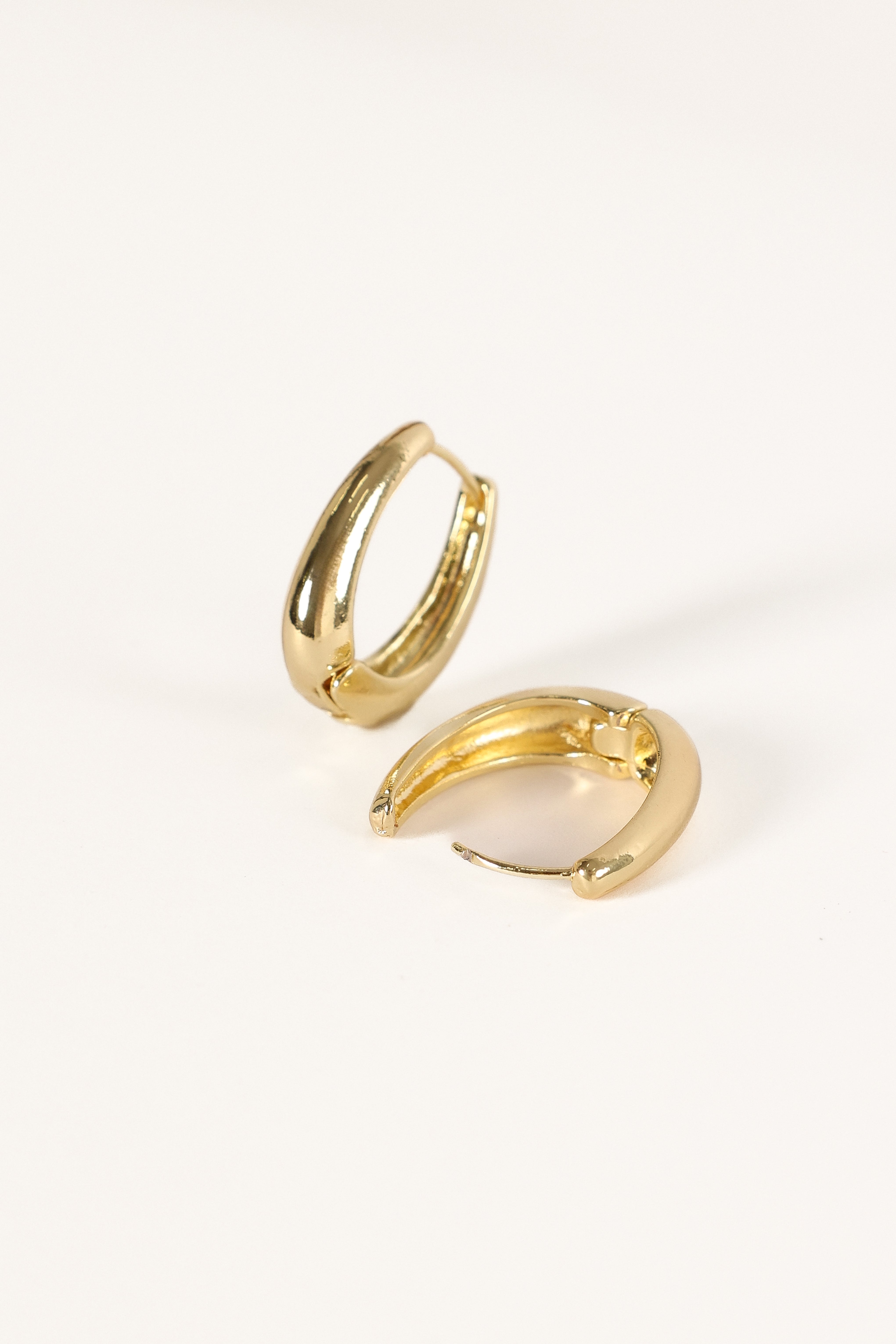 Gold Drop Hoop Earrings - Farrow Loop Design with Snap Clasp
