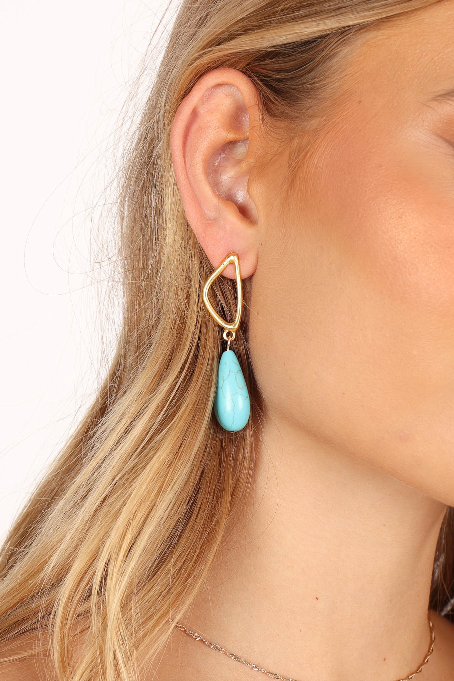 Turquoise Drop Earrings in Gold - Isabella Jewelry