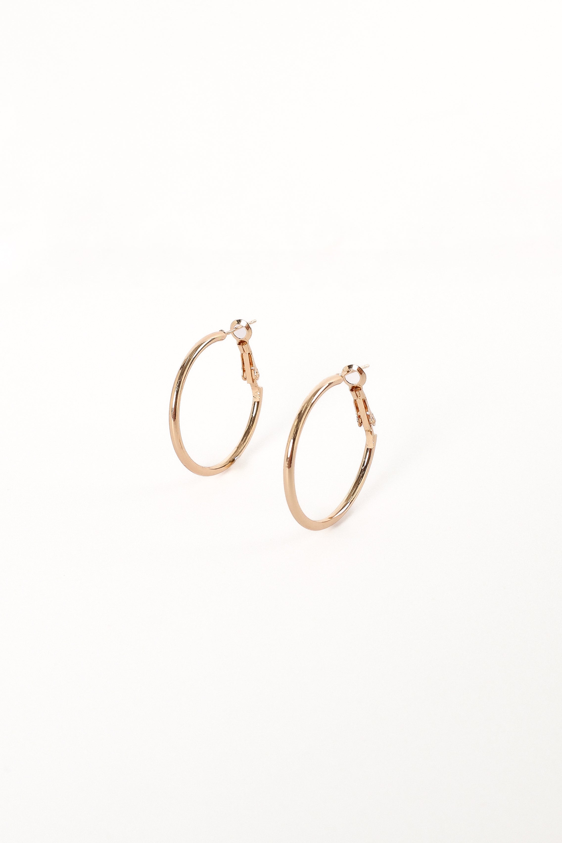 Gold Hoop Earrings for Women - Round Tube Design with Clasp Closure
