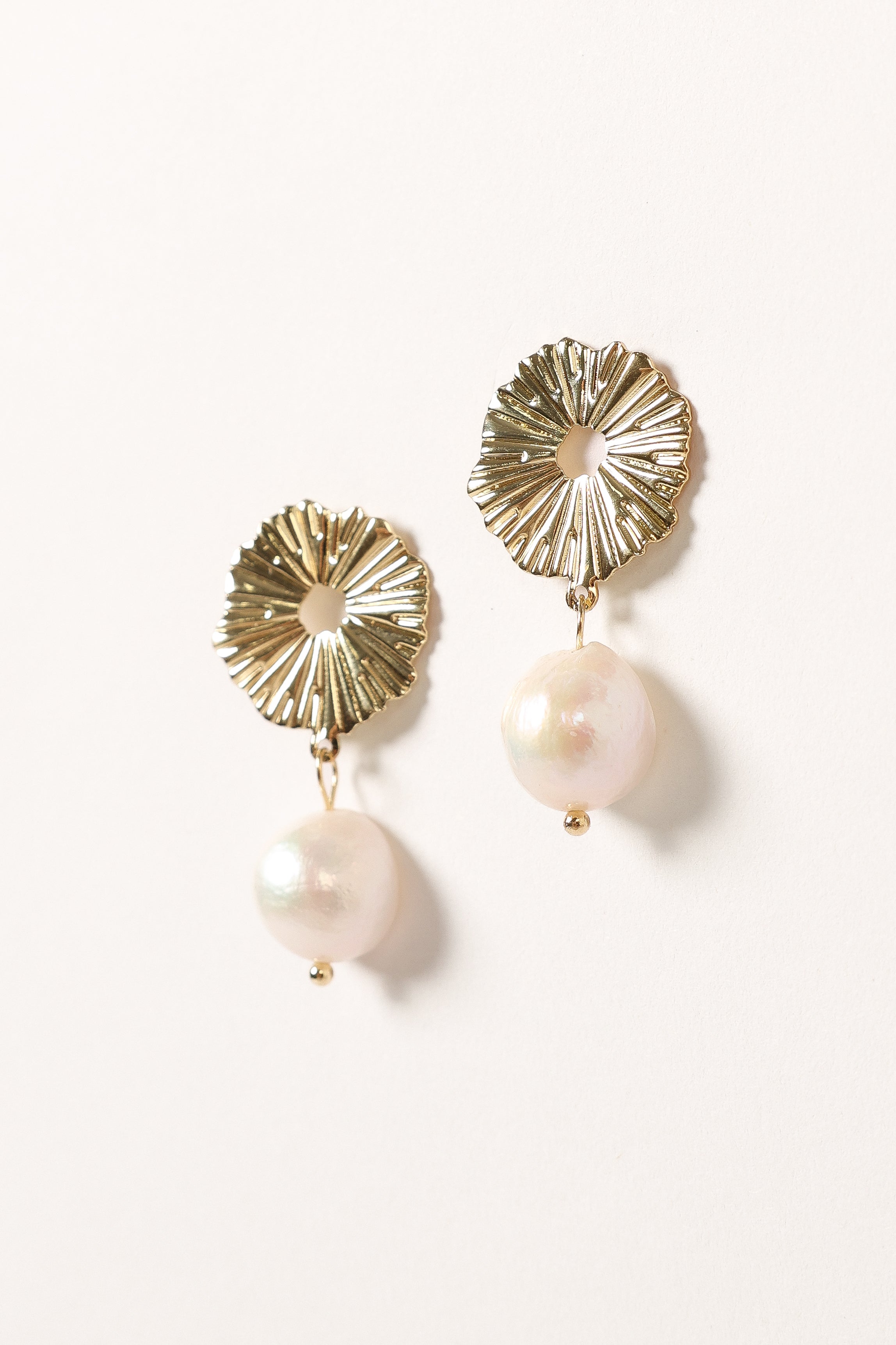 Gold Pearl Drop Earrings - Arabella Stud Closure Jewelry