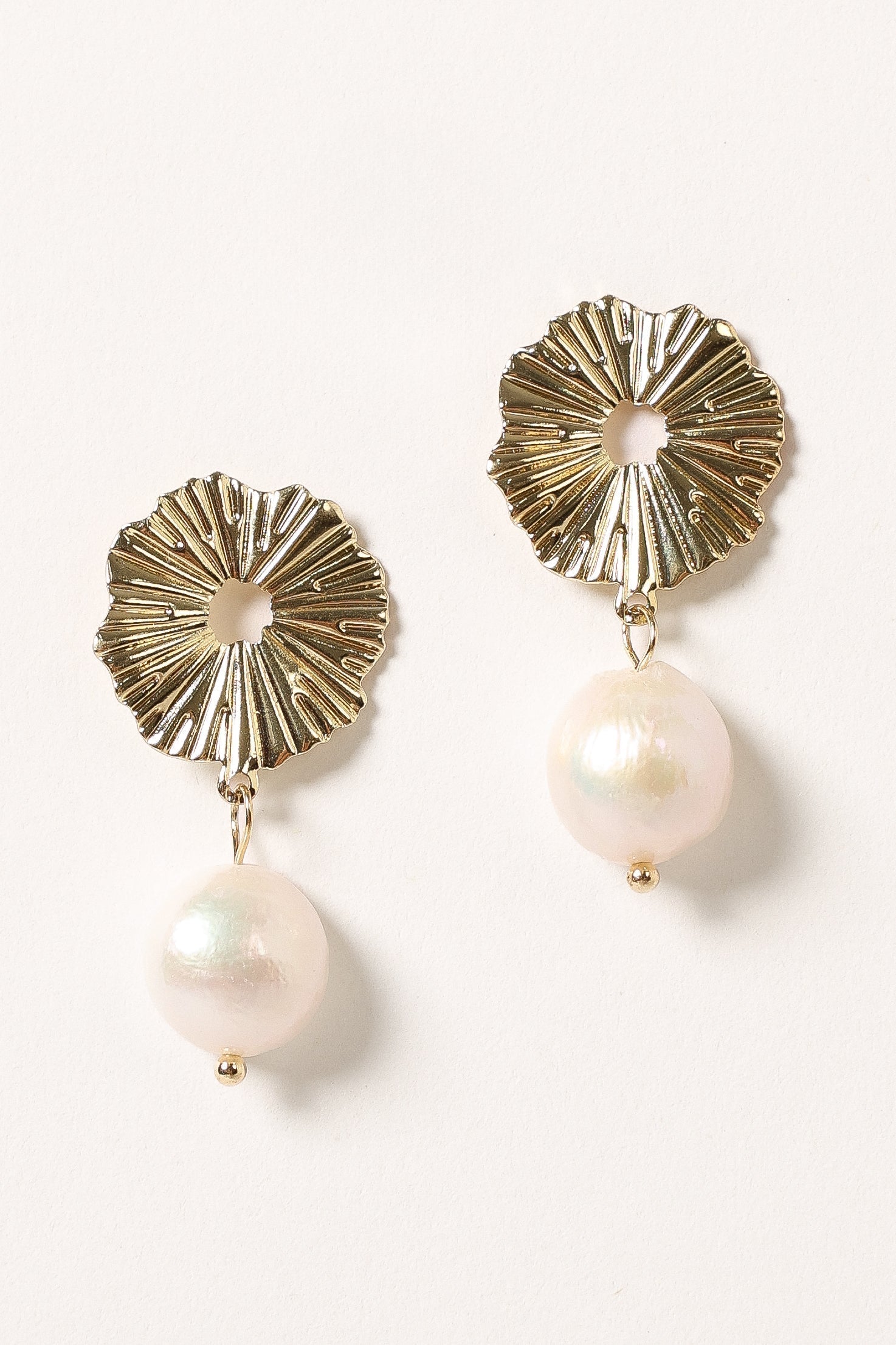Gold Pearl Drop Earrings - Arabella Stud Closure Jewelry