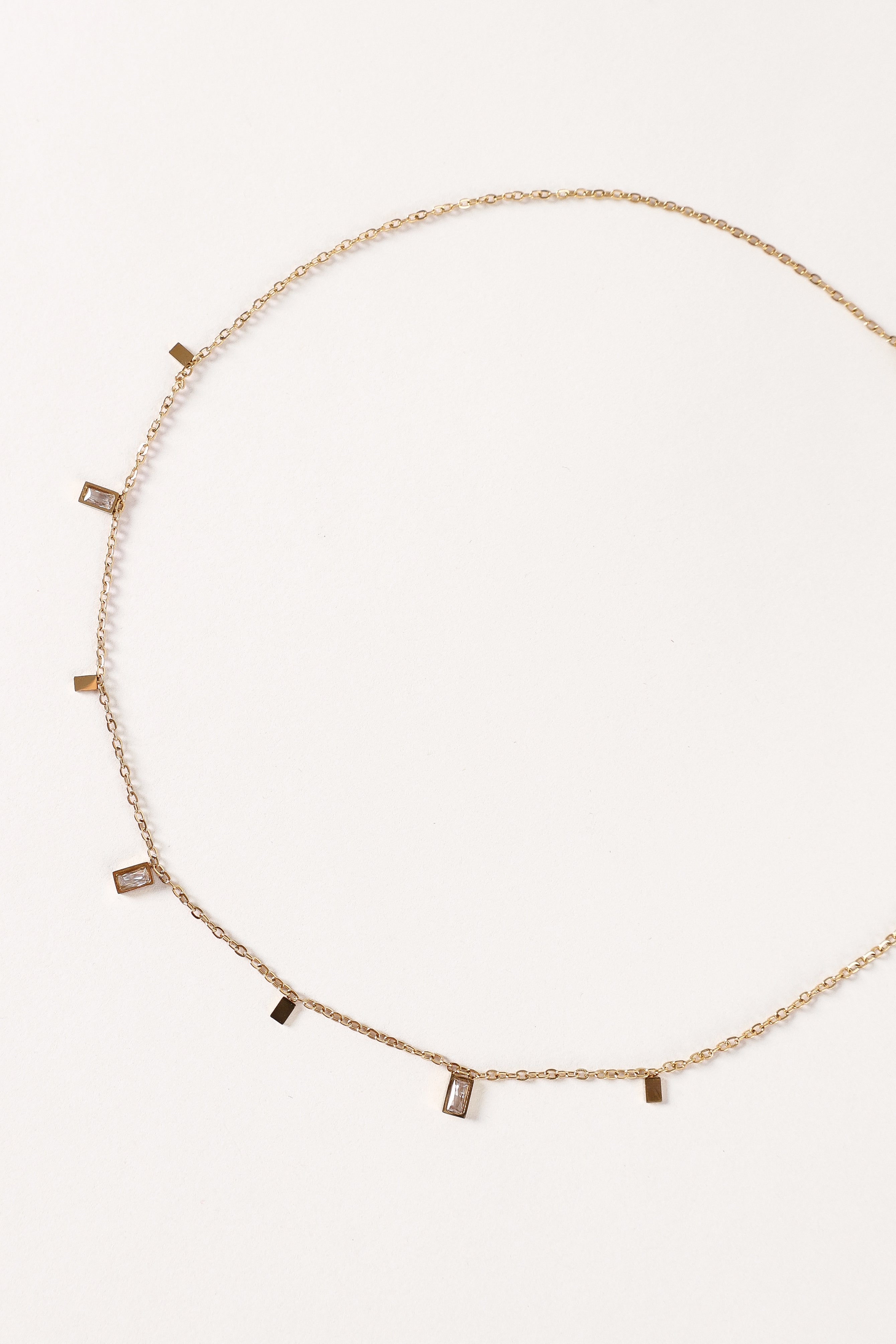 Vera Gold Square Crystal Pendant Necklace - 17.5" Chain