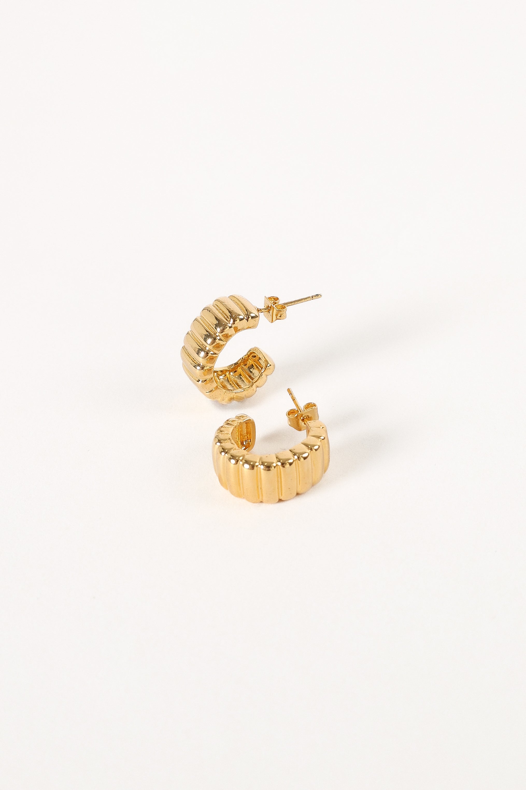Gold Hoop Earrings - 18k Gold Plated Brass Open-End Design - Katy