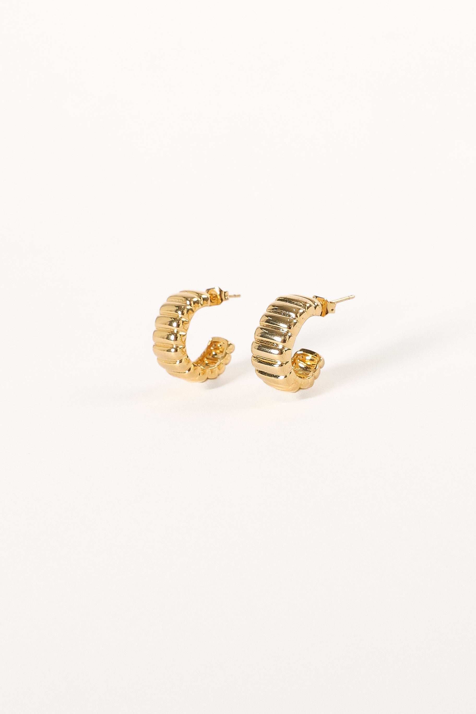 Gold Hoop Earrings - 18k Gold Plated Brass Open-End Design - Katy