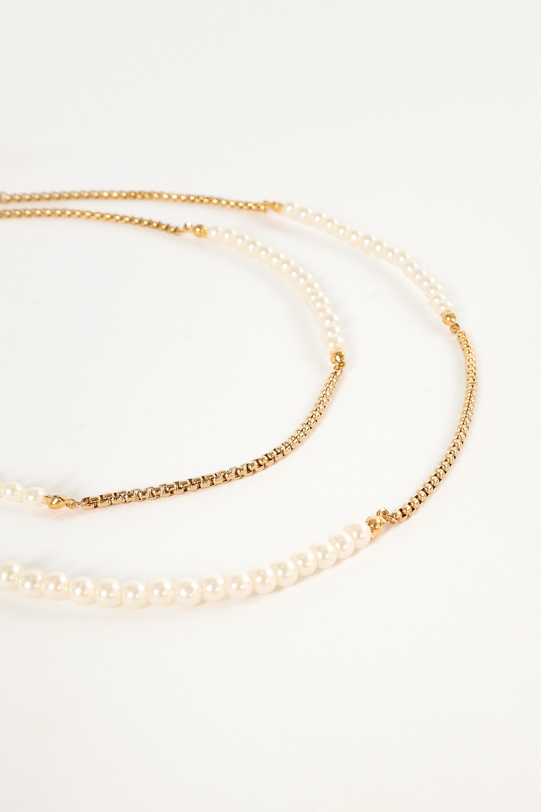 Gold Pearl Necklace with Extension Chain - Remi Elegant Jewelry