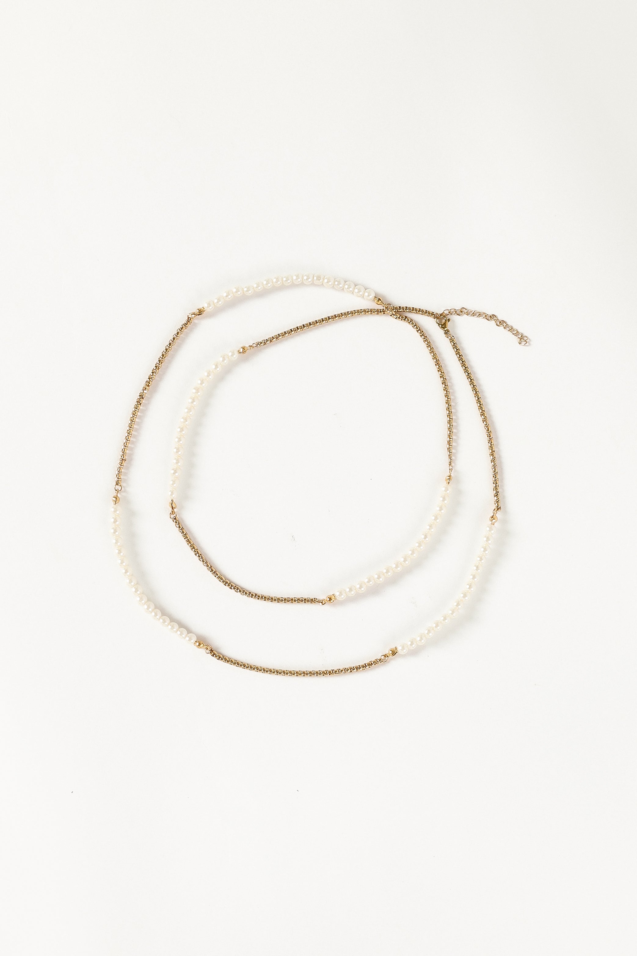 Gold Pearl Necklace with Extension Chain - Remi Elegant Jewelry
