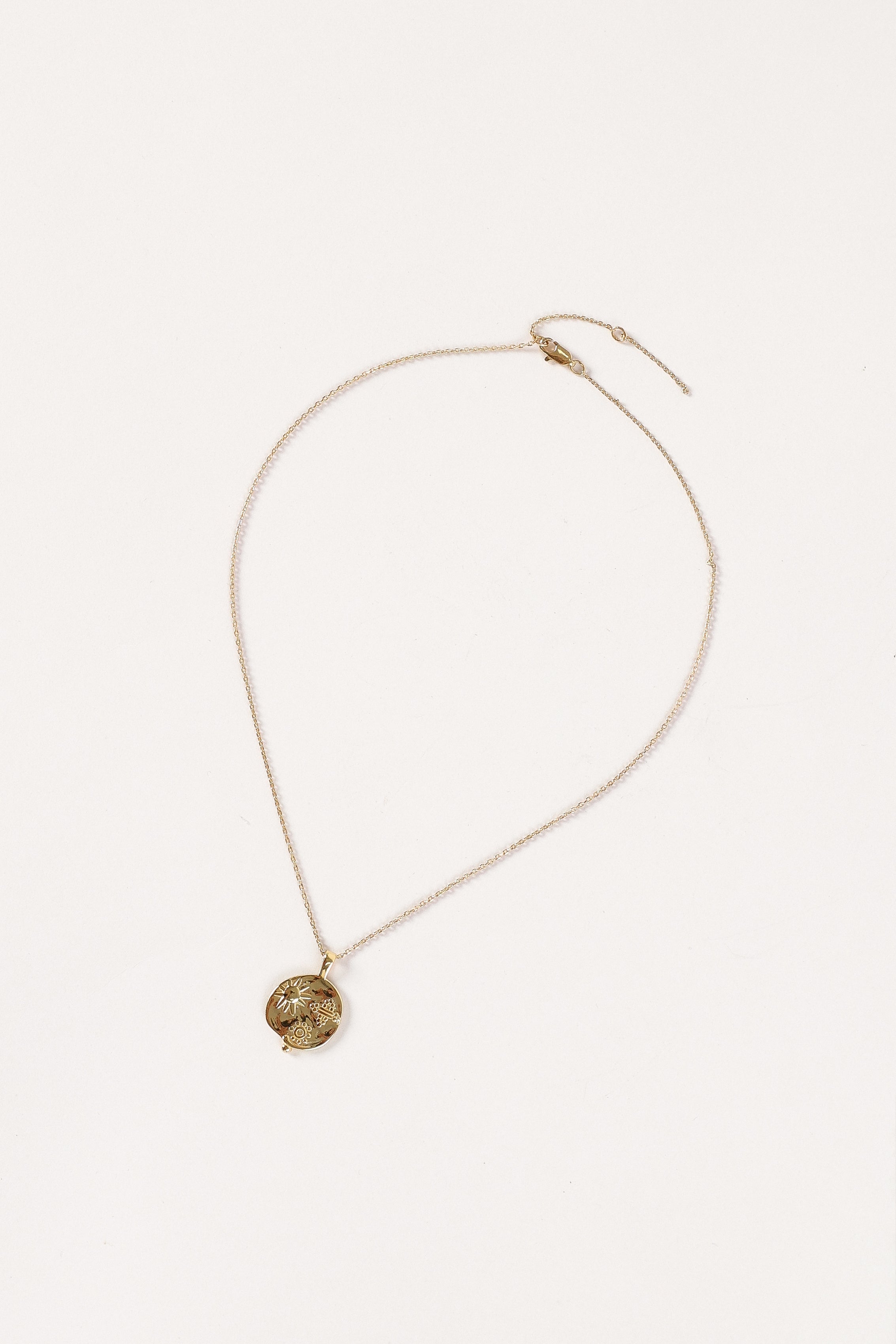 Gold Sun Pendant Necklace - 18k Gold Plated Brass Chain - Dianne Jewelry
