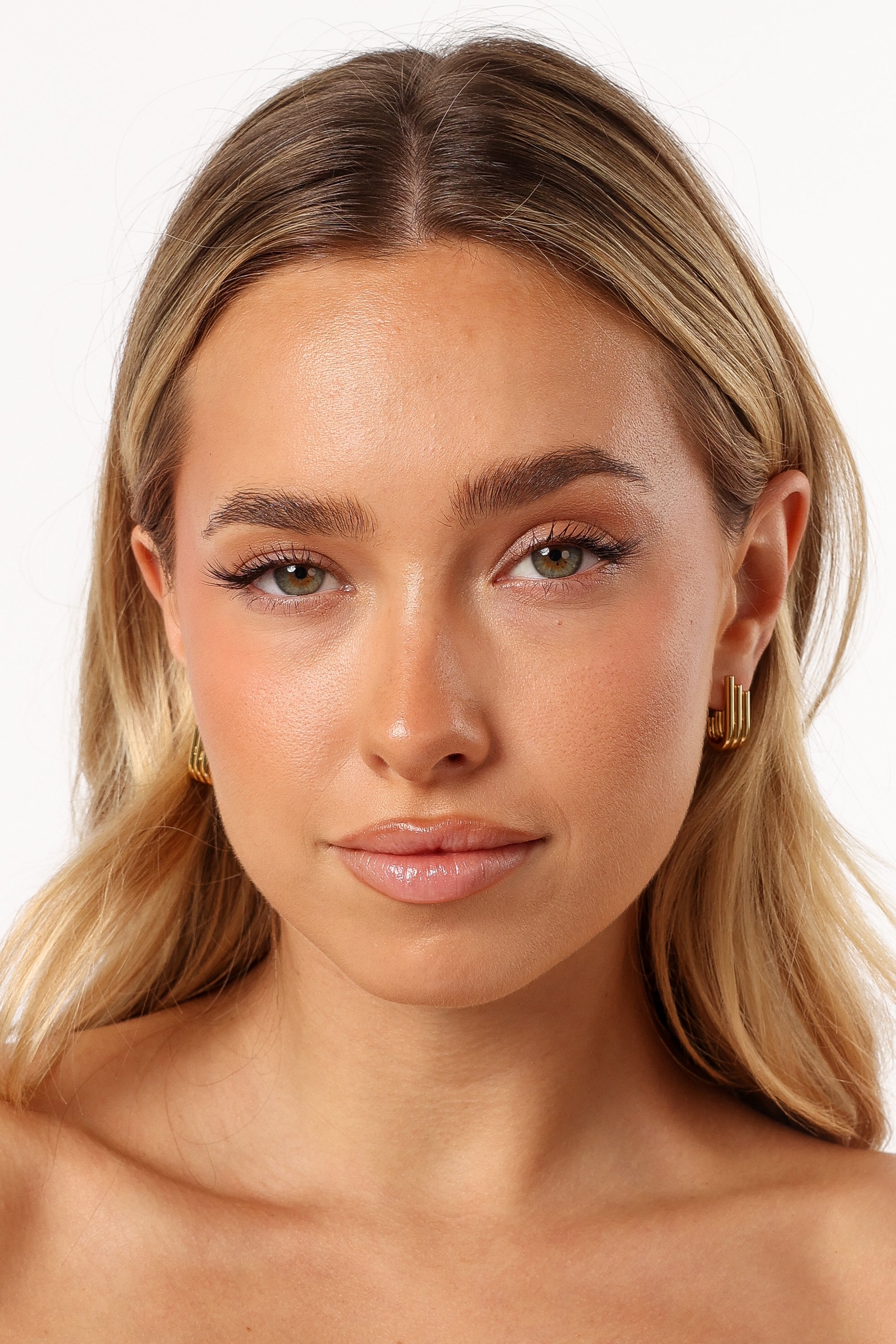 Gold Textured Emily Earrings - Butterfly Stud Closure - 1.2"