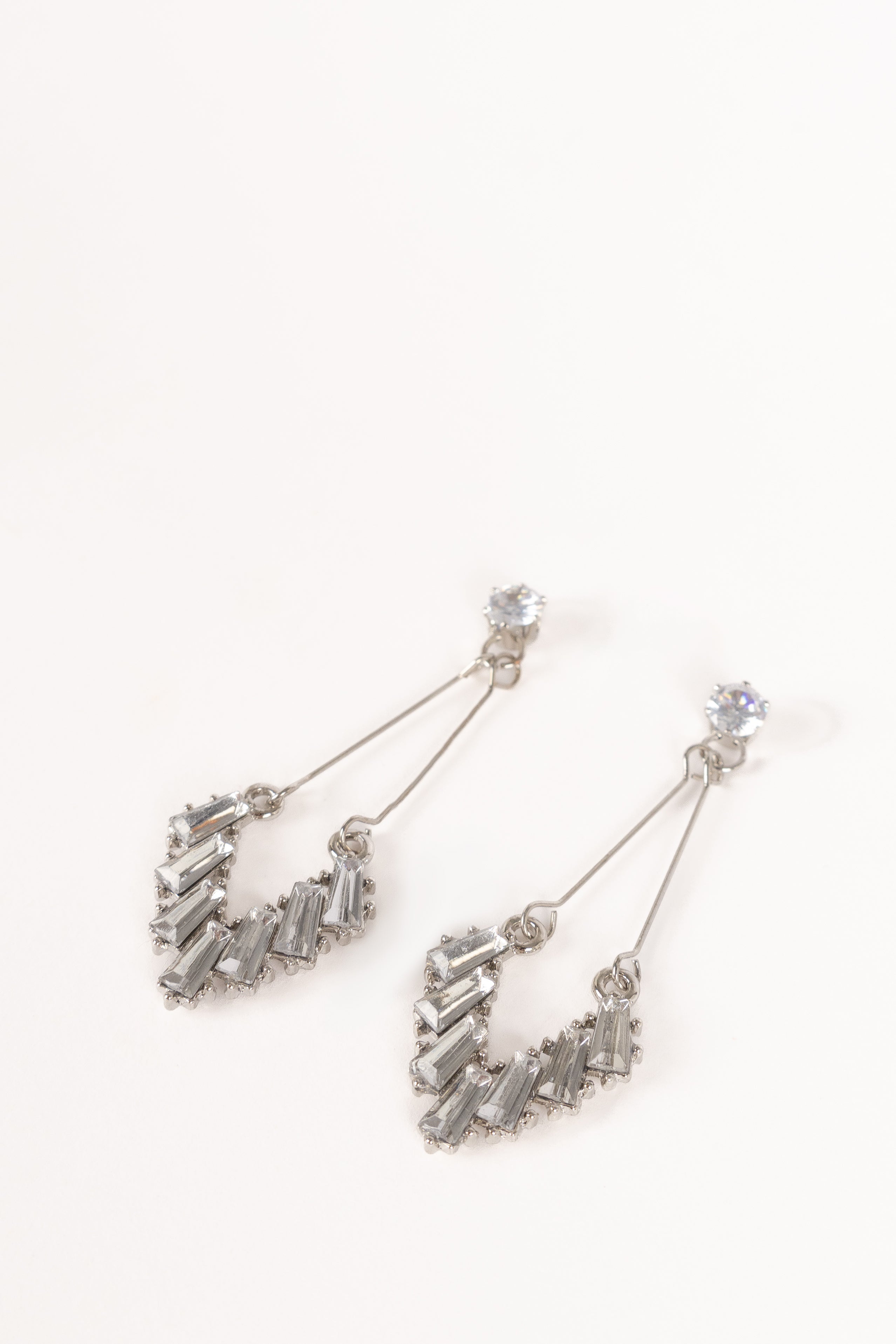 Silver Drop Earrings with Crystal Detail – Kathy Stud Earrings