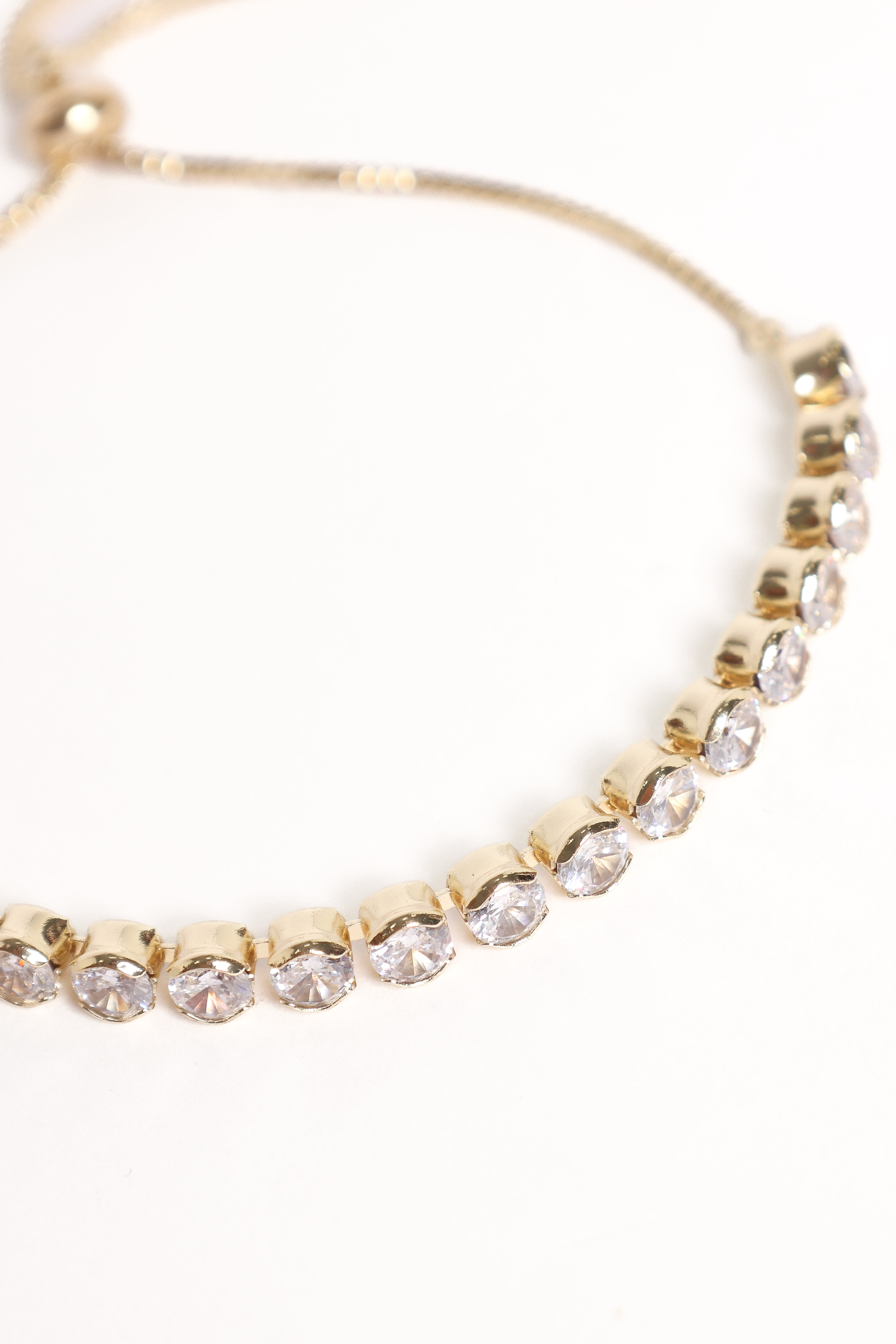 Gold Tennis Bracelet with Crystals - Adjustable Ash Jewelry