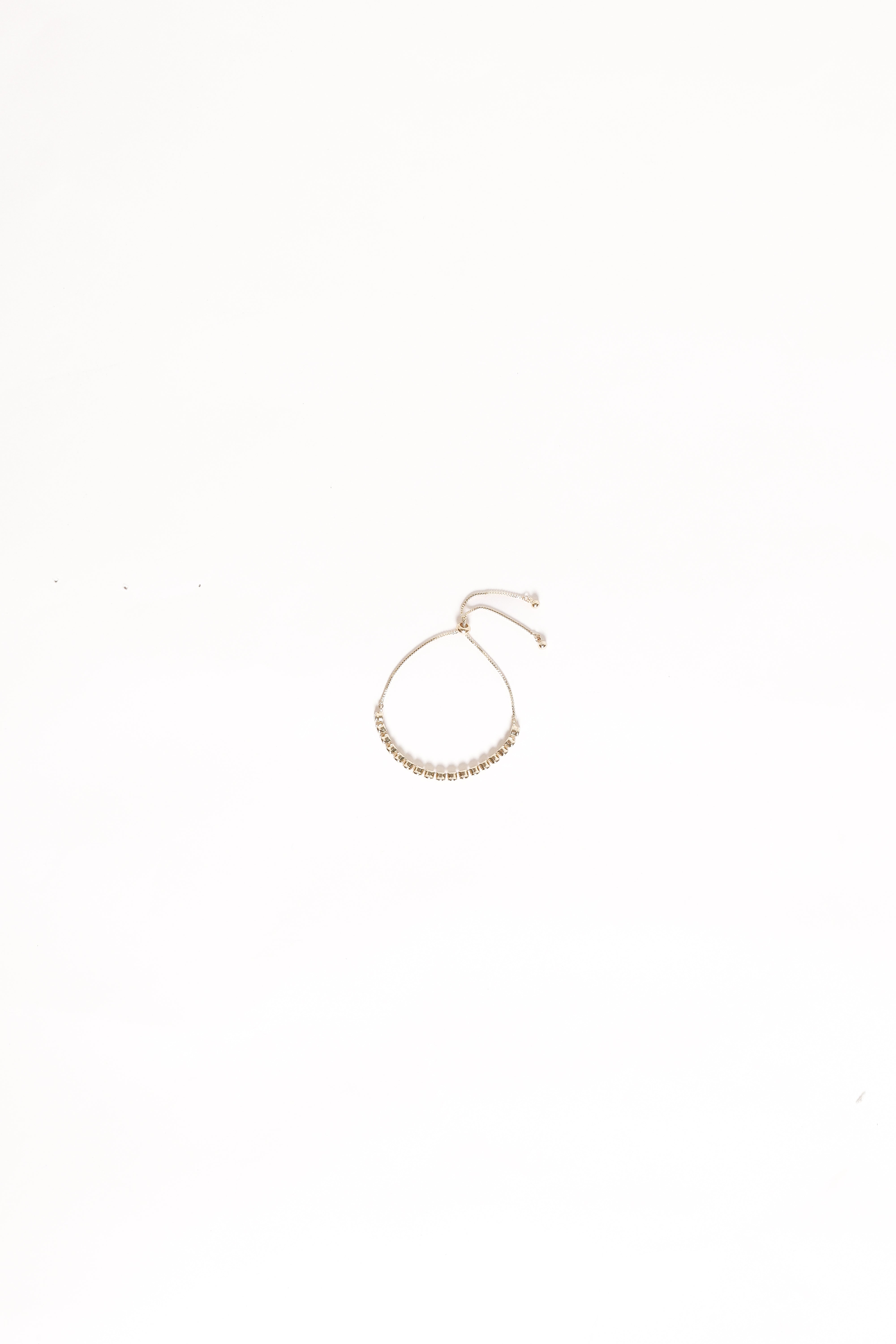 Gold Tennis Bracelet with Crystals - Adjustable Ash Jewelry
