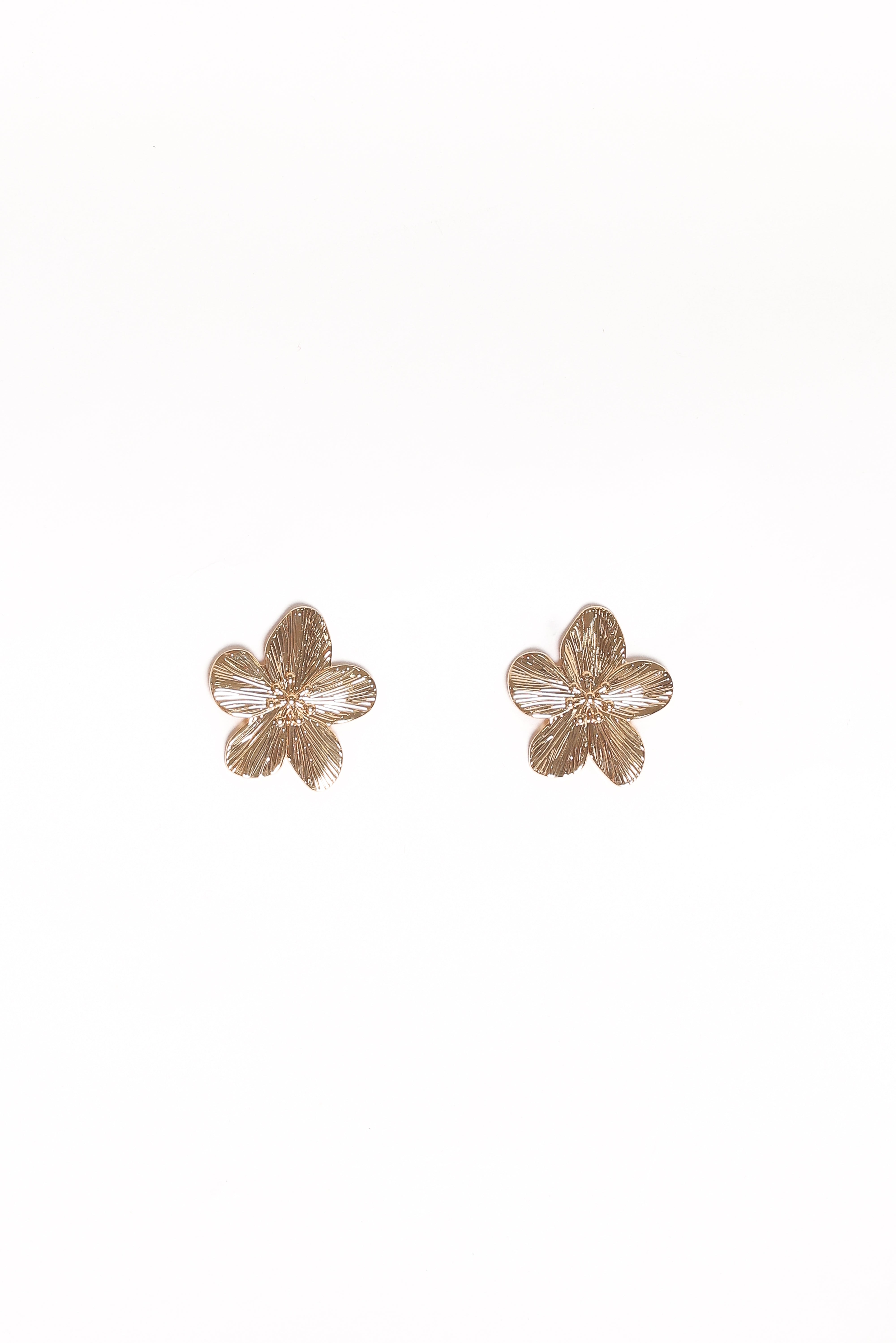 Gold Flower Drop Earrings - Adriana Handcrafted Copper Jewelry