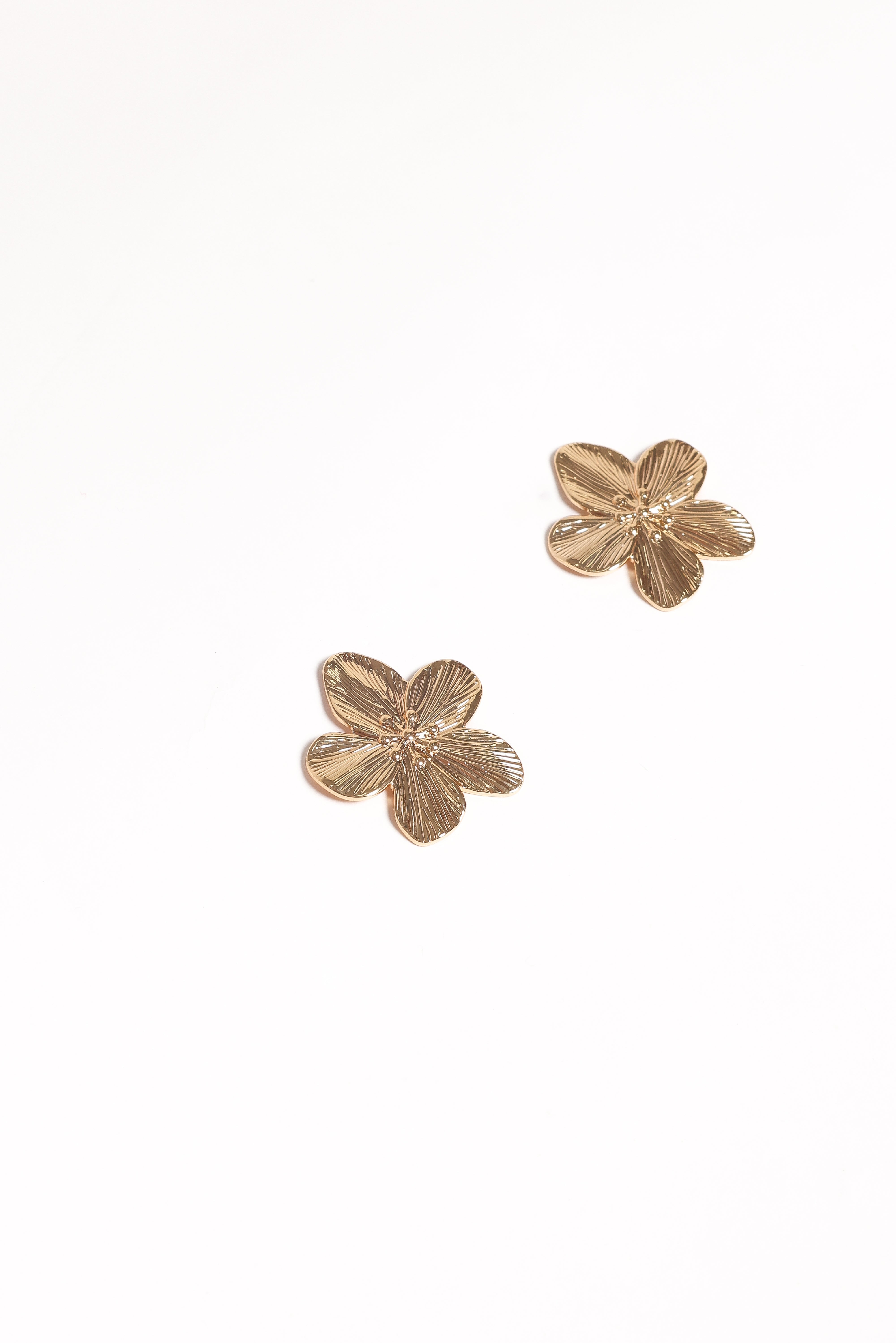 Gold Flower Drop Earrings - Adriana Handcrafted Copper Jewelry