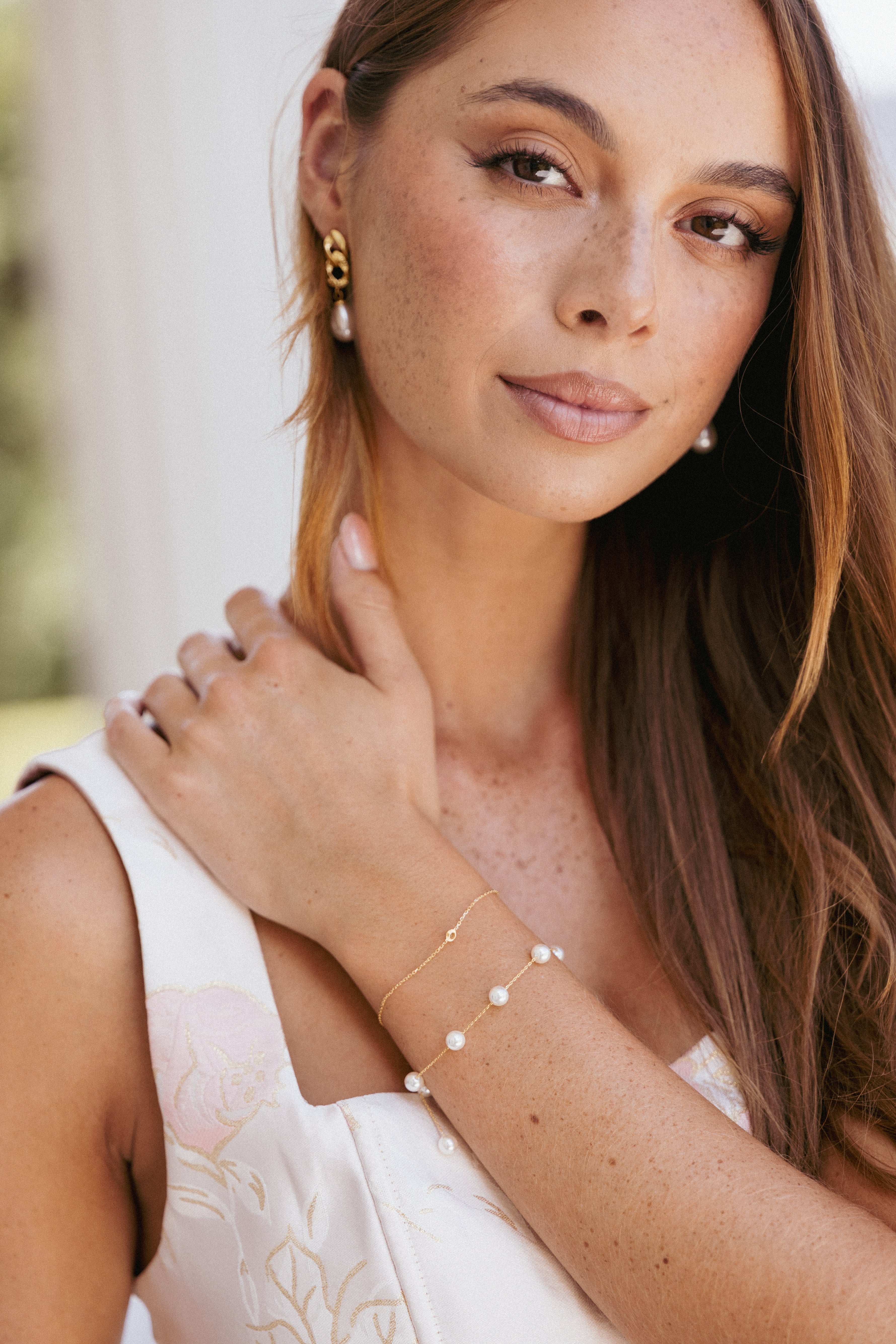 Pearl Jasmine Bracelet - Gold Chain & Faux Pearl Jewelry