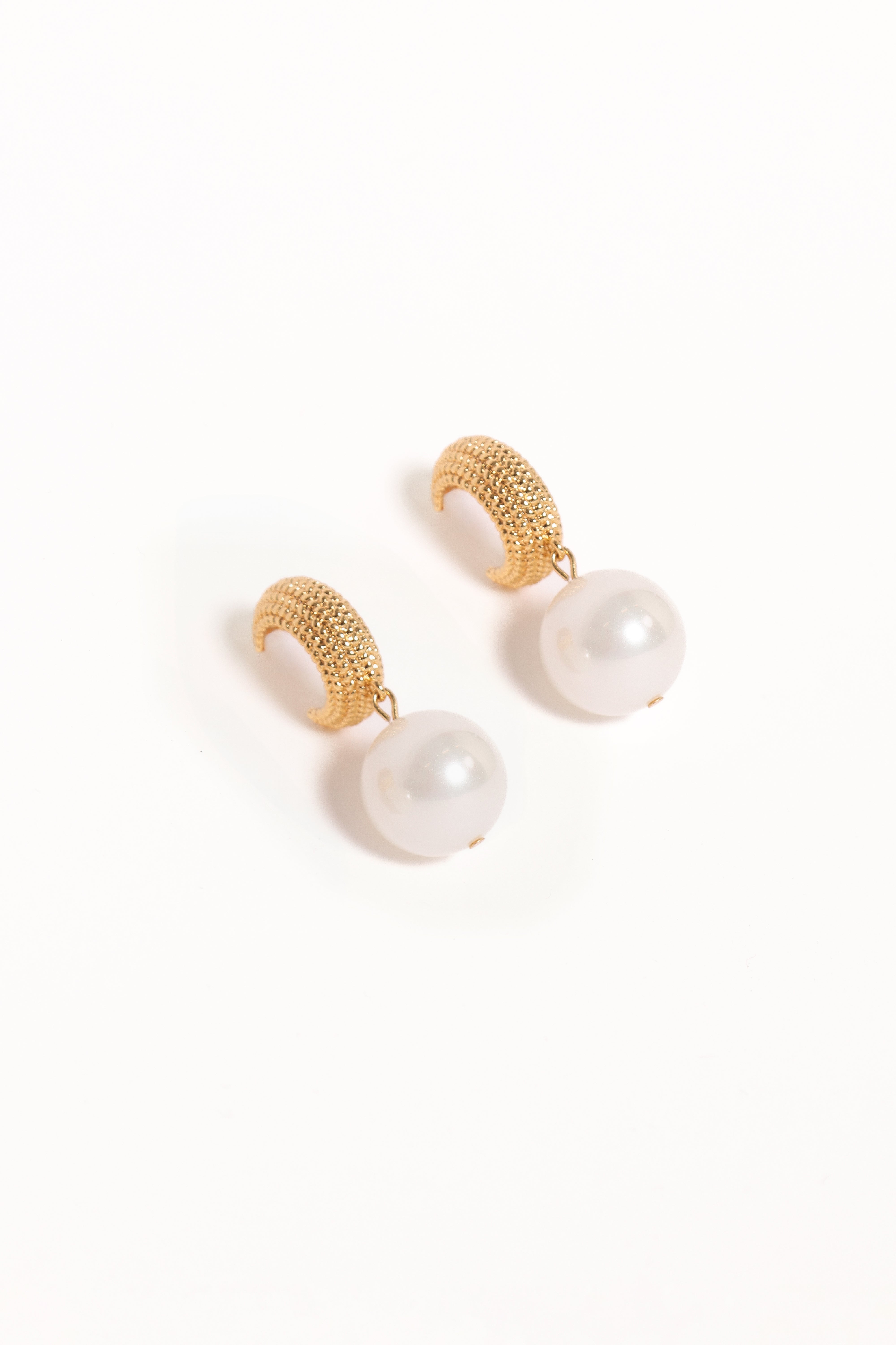 Luciana Gold Pearl Drop Hoop Earrings - Elegant Faux Pearl Jewelry