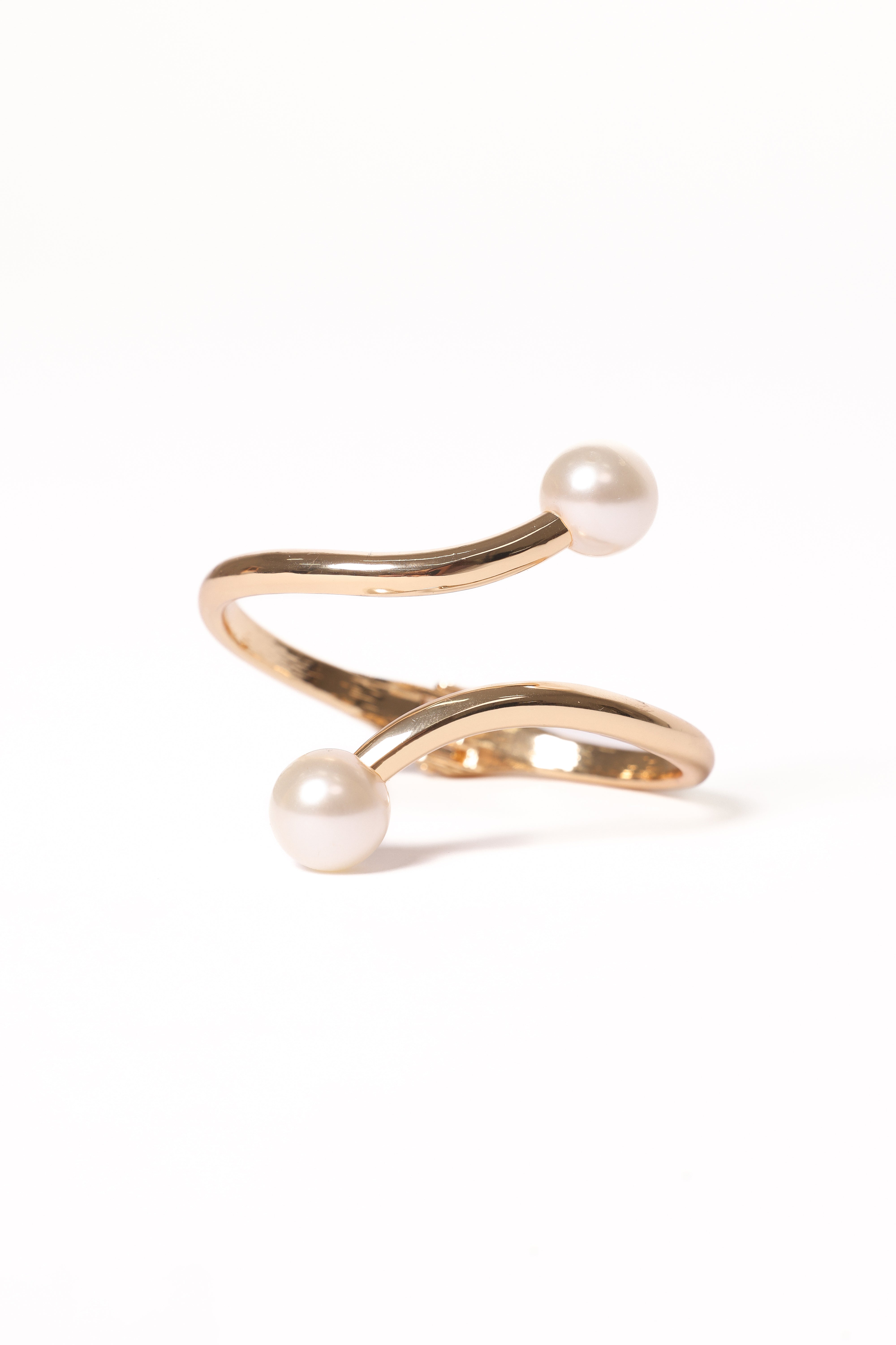 Gold Pearl Cuff Bangle Bracelet - Elegant Slip-On Jewelry