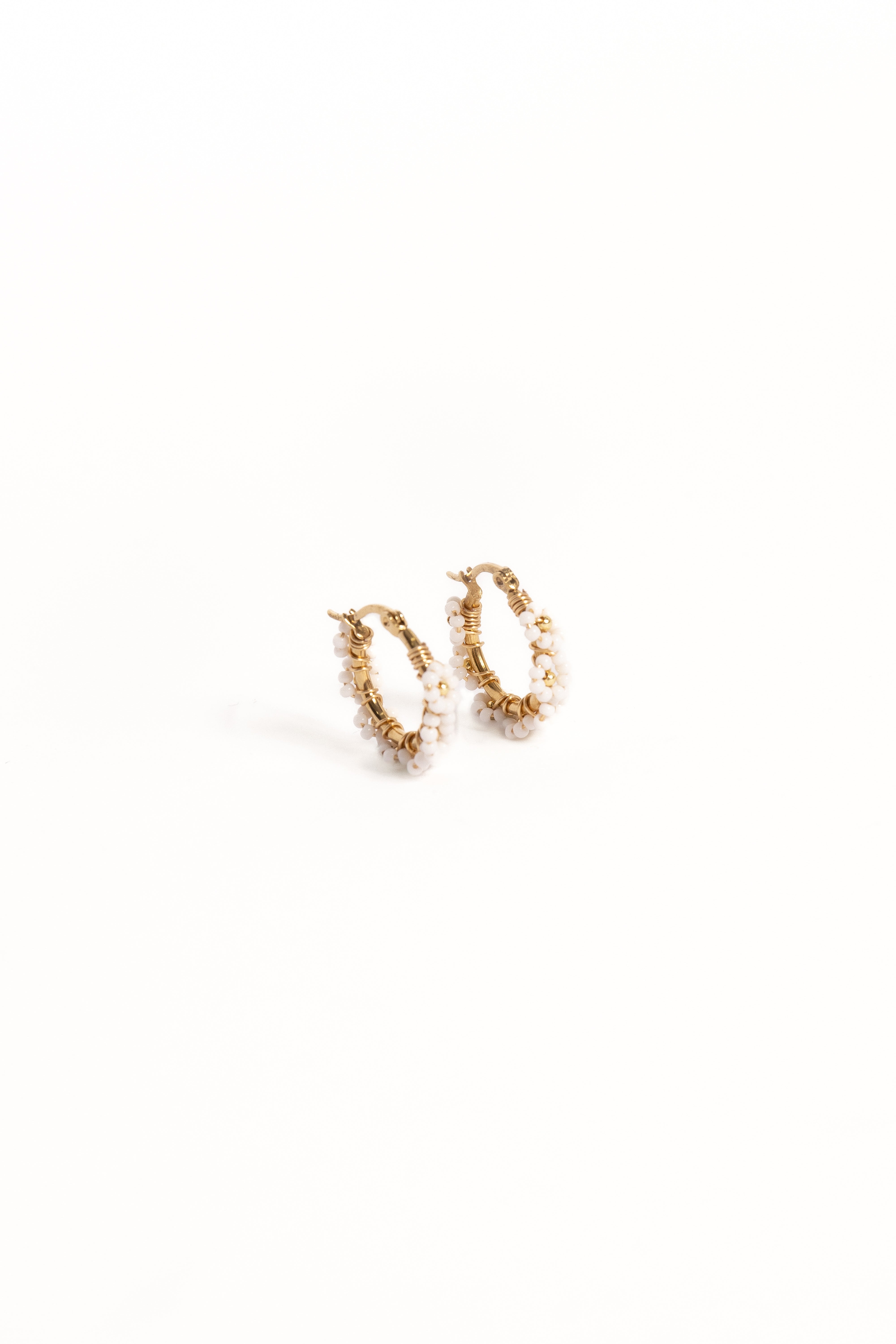 Gianna Gold Hoop Earrings with Flower Bead Design