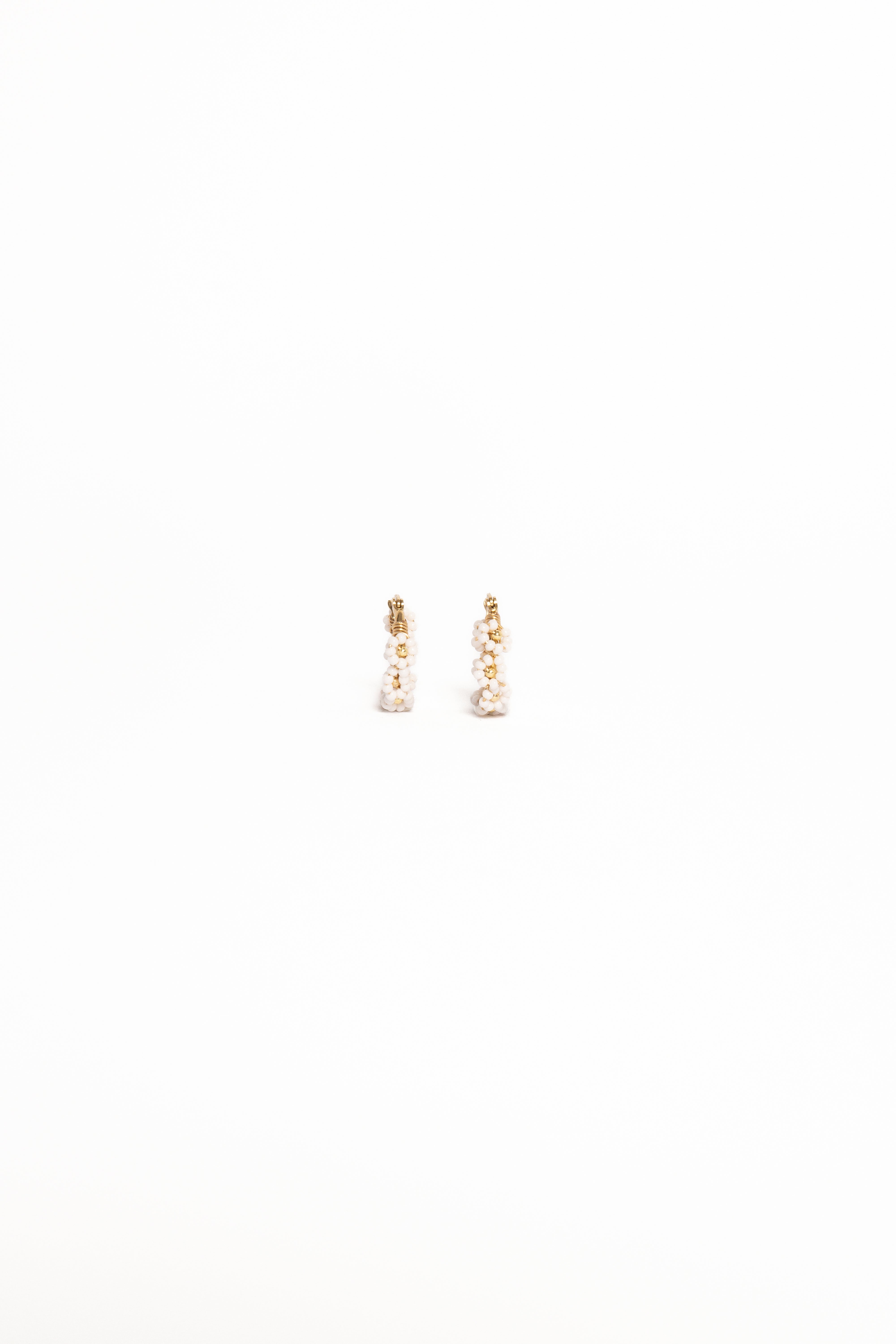 Gianna Gold Hoop Earrings with Flower Bead Design