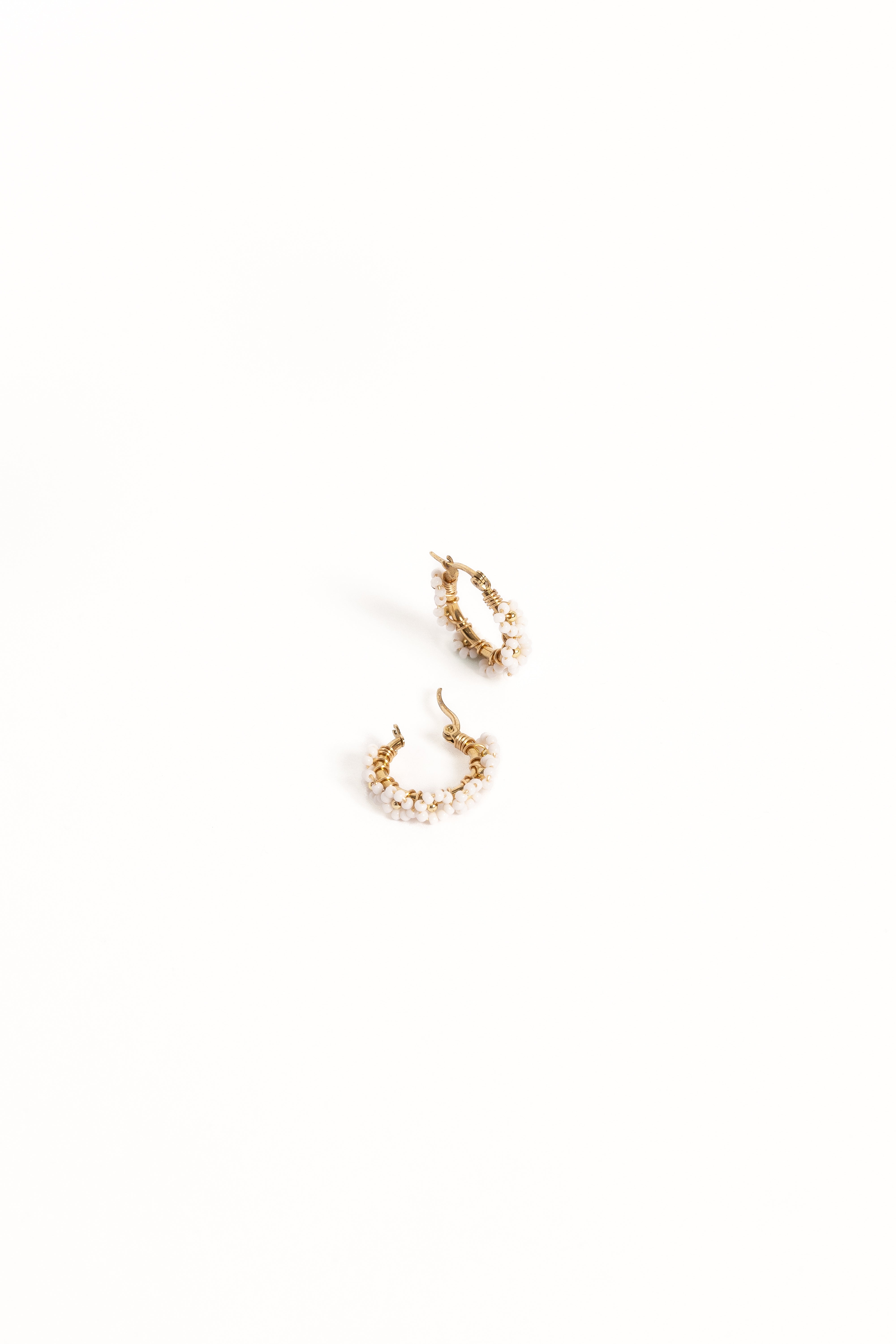 Gianna Gold Hoop Earrings with Flower Bead Design