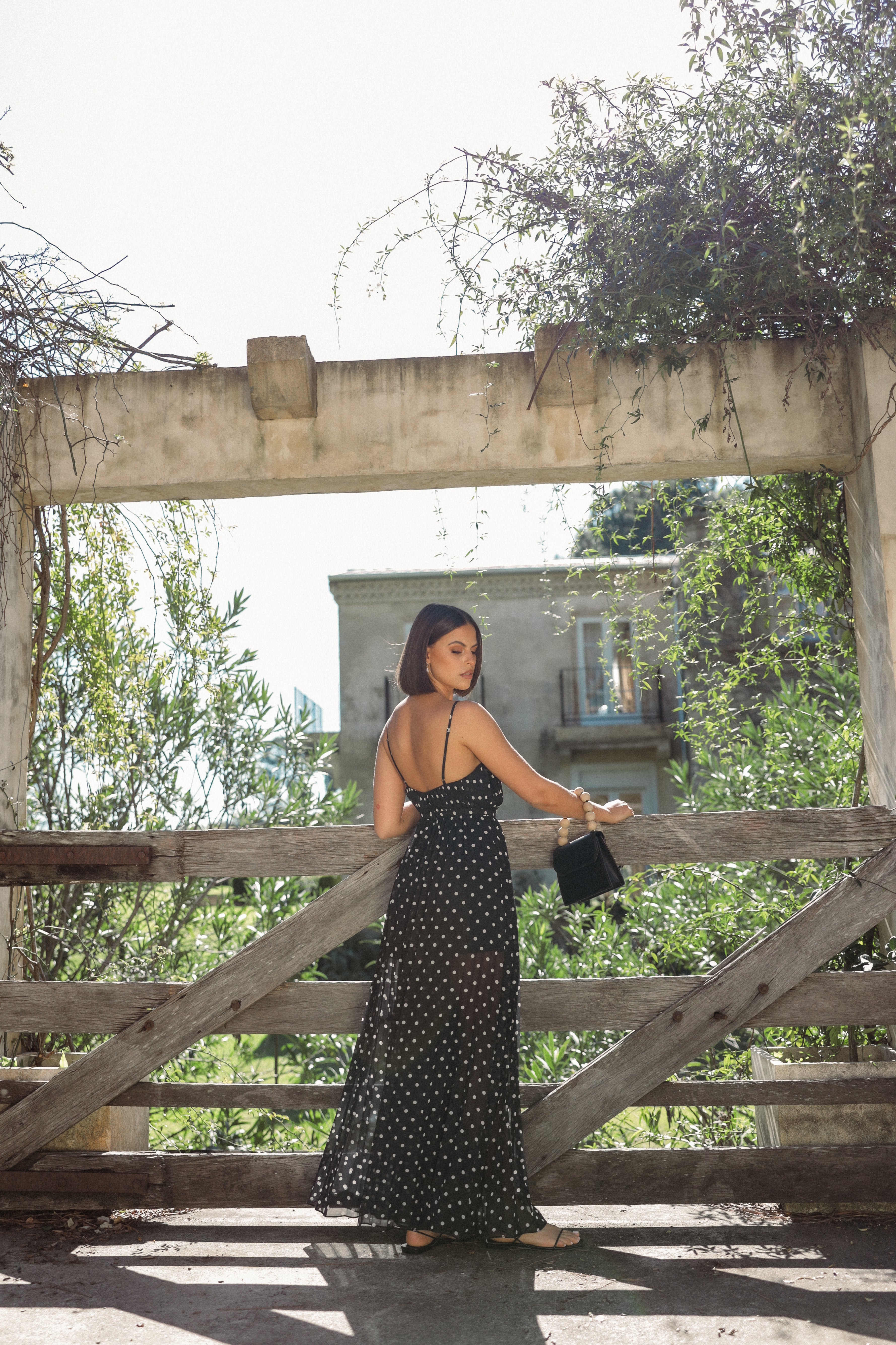 Hilary Polka Dot Wide Leg Jumpsuit - Black V Neck Women's Outfit