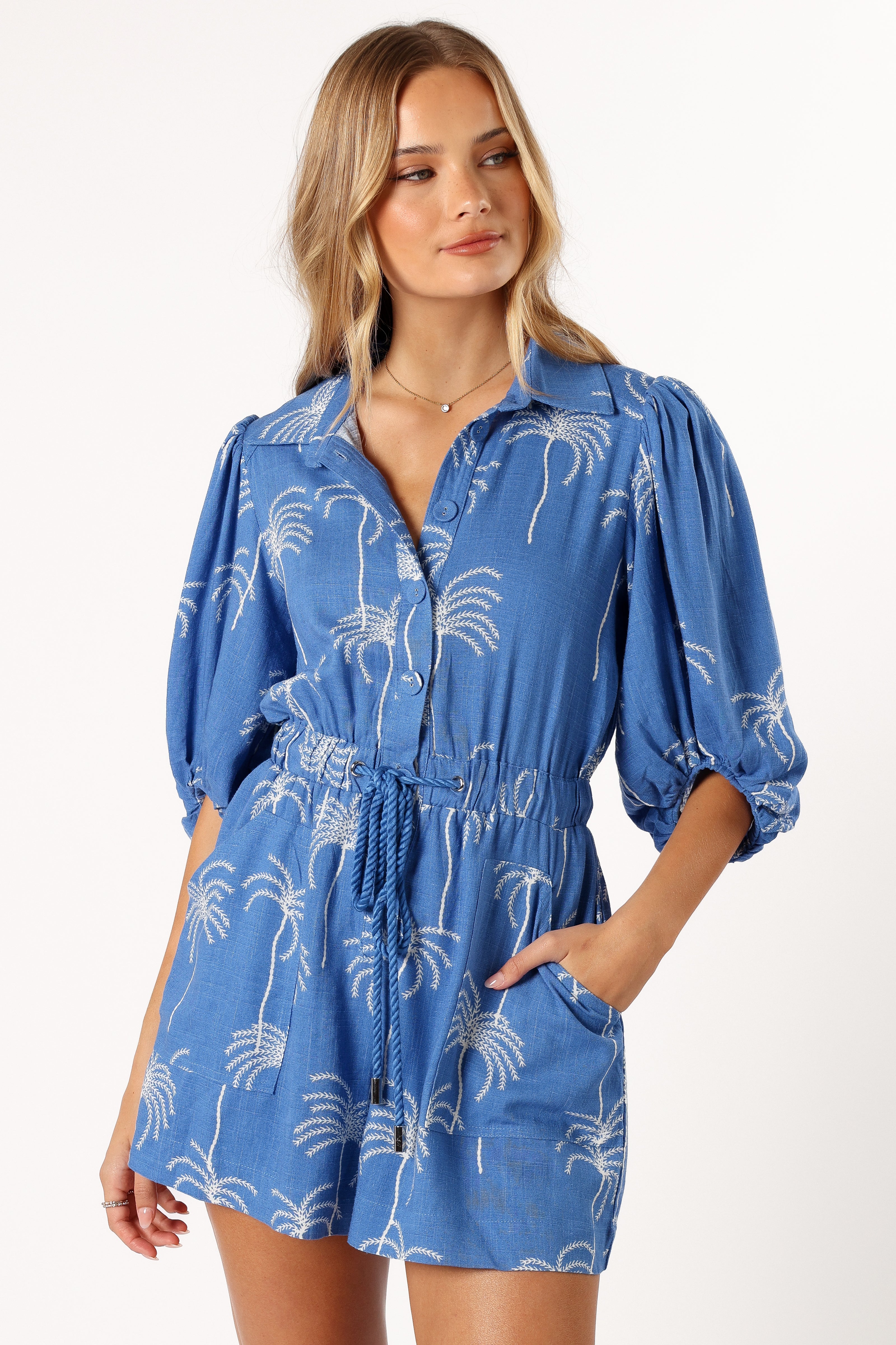 Blue Print Gina Romper - V-Neck Casual Playsuit with Pockets