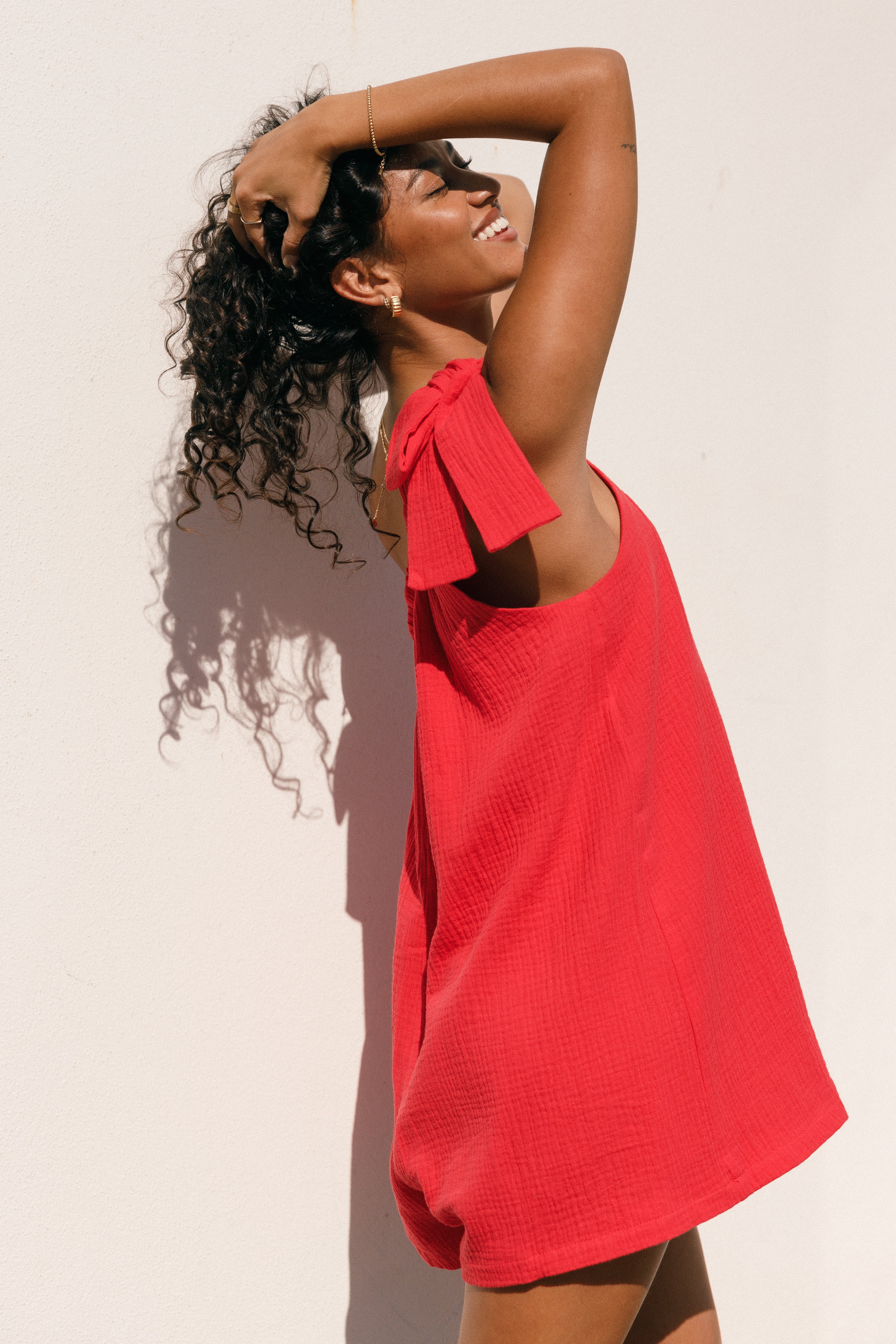 Miffy Red One Shoulder Cotton Romper - Summer Beach Outfit