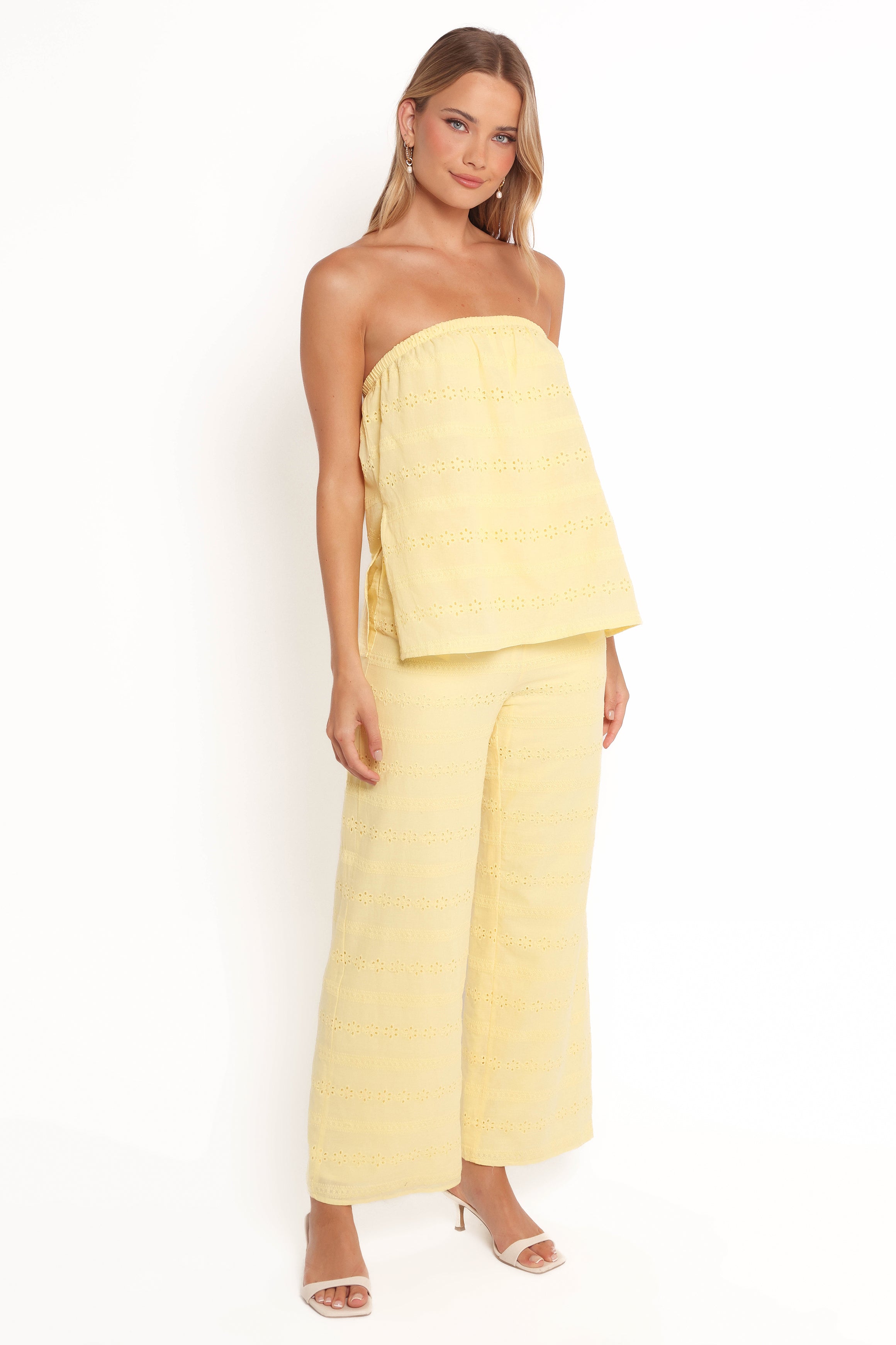 Butter Yellow Michele Strapless Jumpsuit - Lined Cotton Rayon