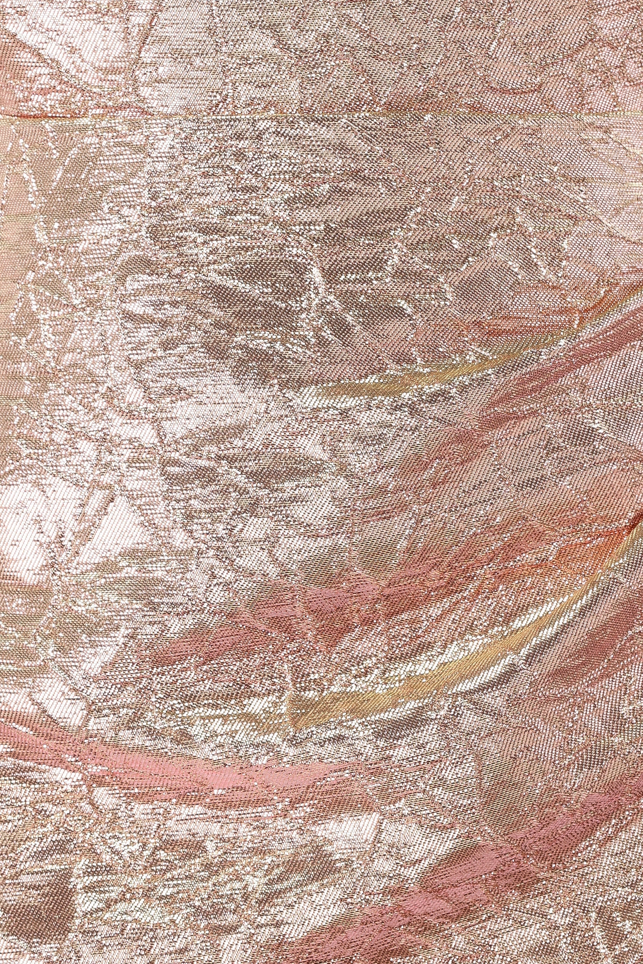 Pink Gold Metallic Mini Dress with Wrap Detail