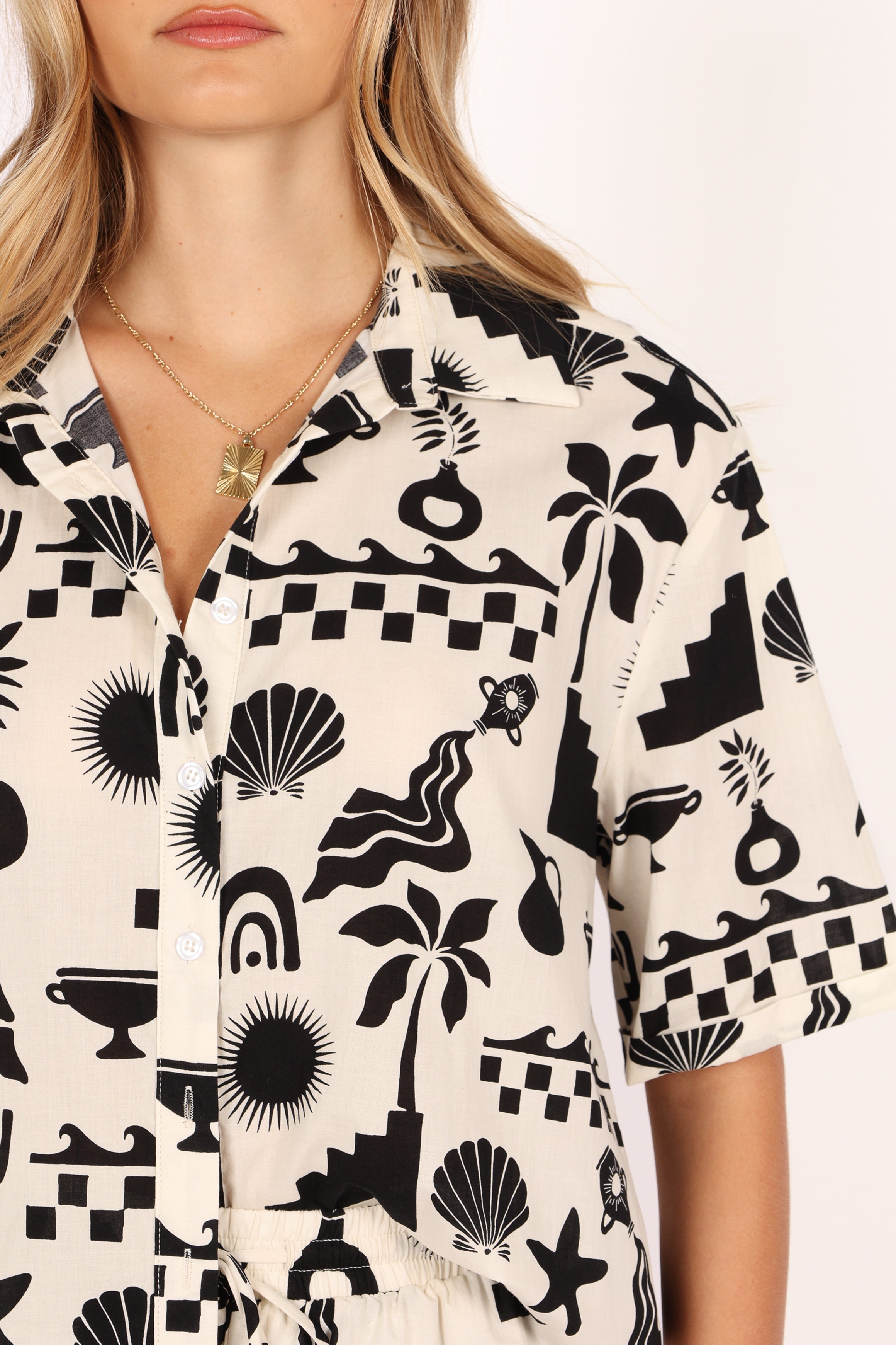 Nammos Abstract Print Cotton Shirt - Sand Relaxed Fit