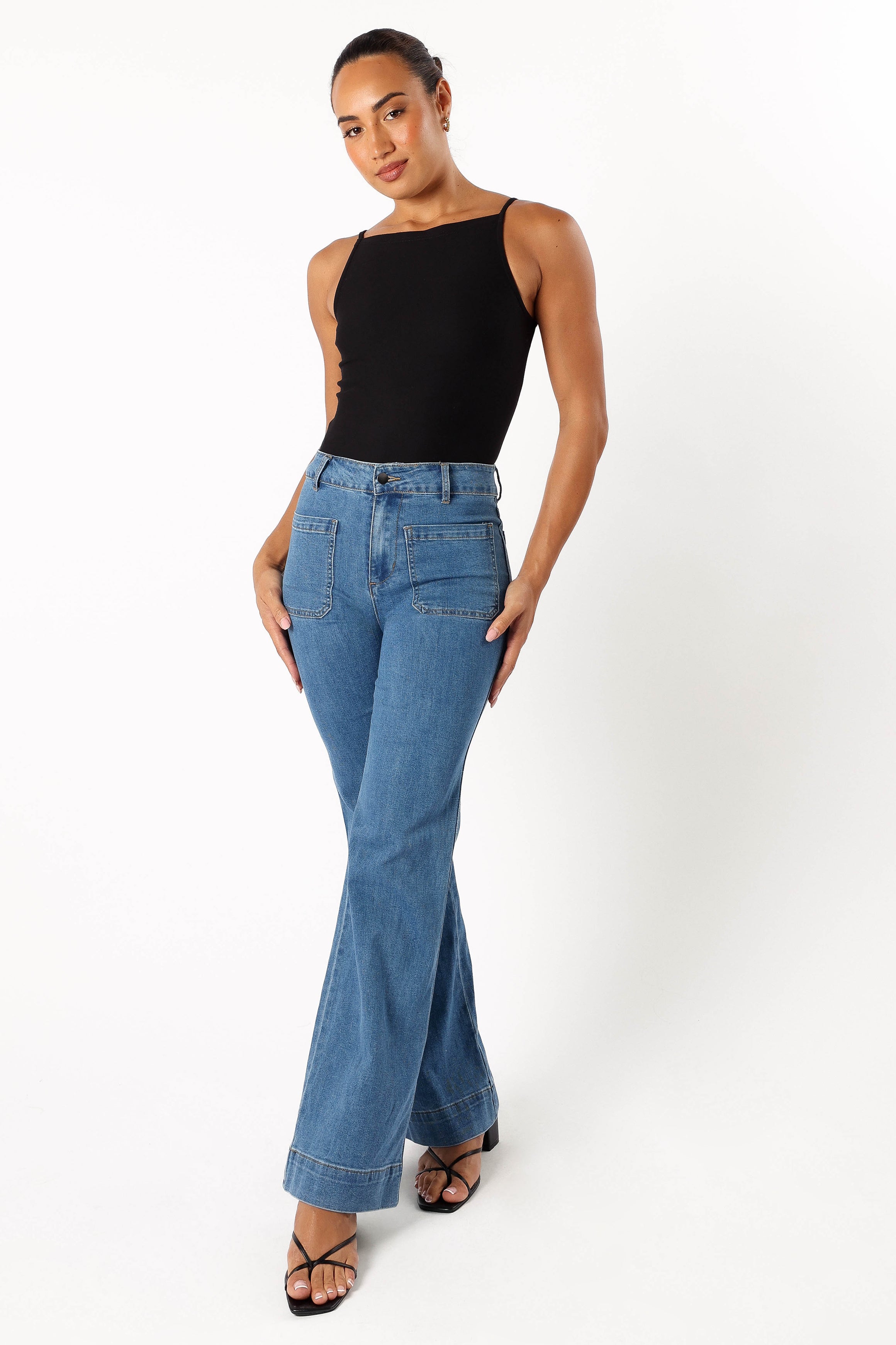 Nico High Waisted Wide Leg Jeans - Dark Blue Denim Pants