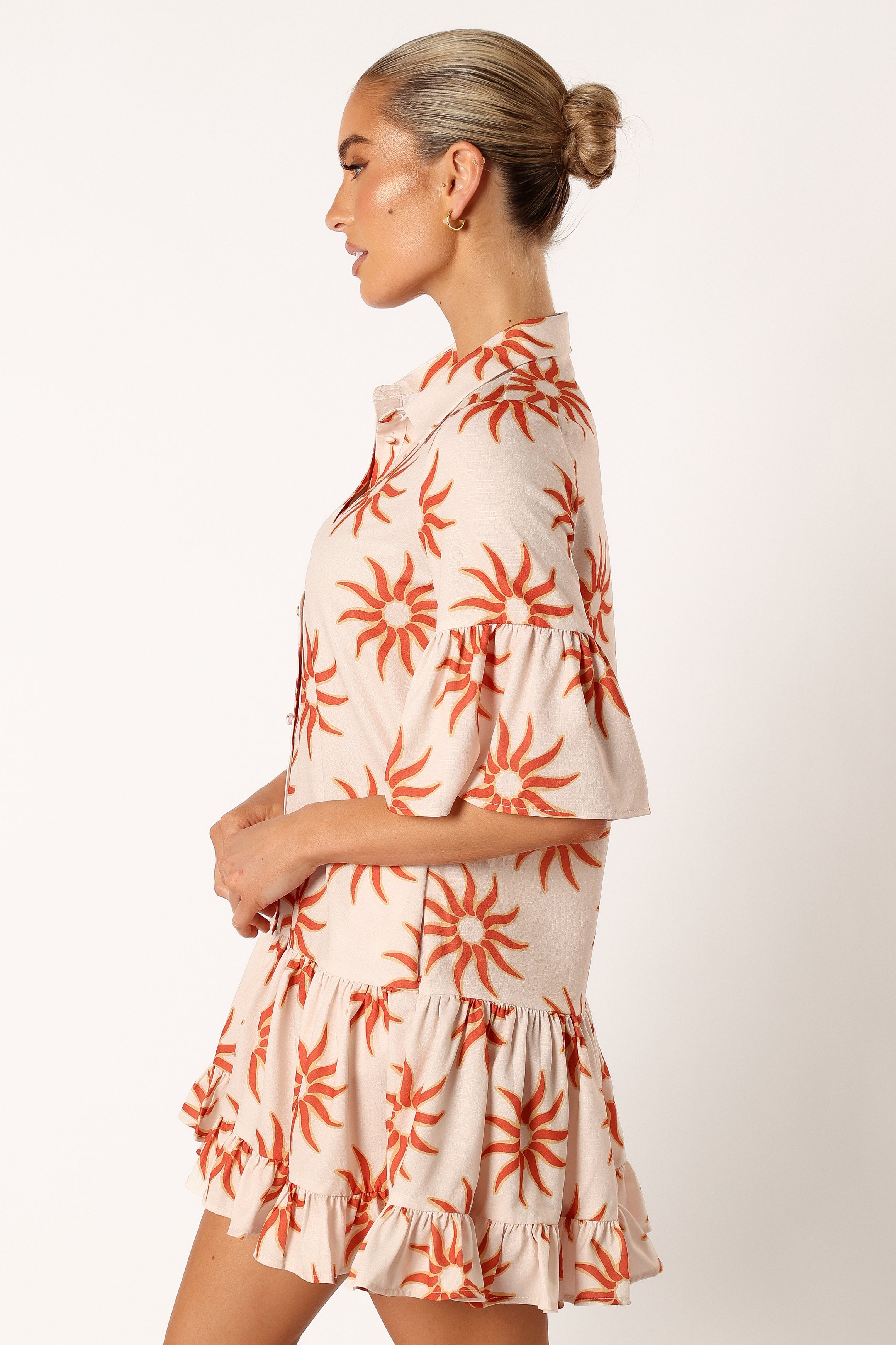 Oversized Shirt Dress with Frill Sleeves & Pockets - Soleil